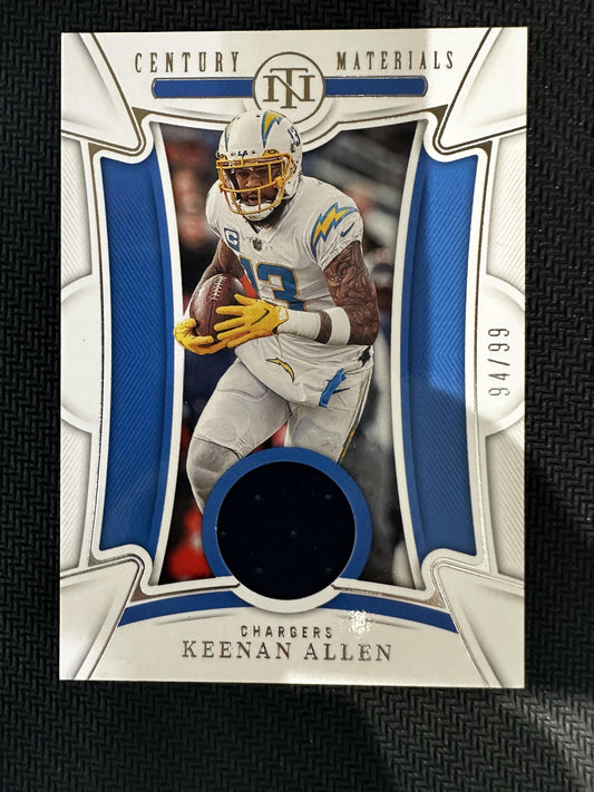 #CEN-KAL Keenan Allen 2022 Panini National Treasures /99 Chargers Materials