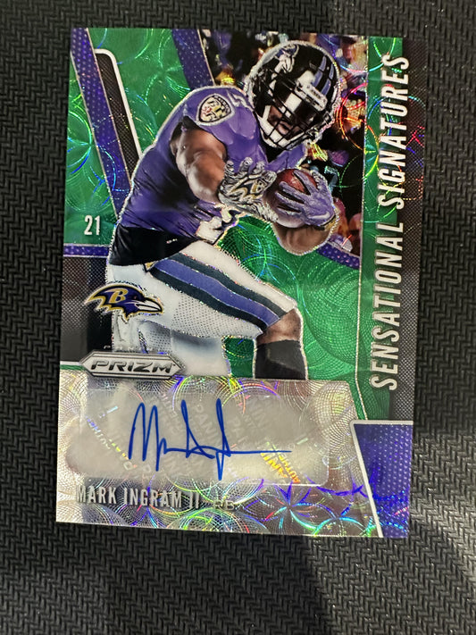 #SE-MAI Mark Ingram II 2019 Panini Prizm /15 Ravens Sensational Sig Green Scope