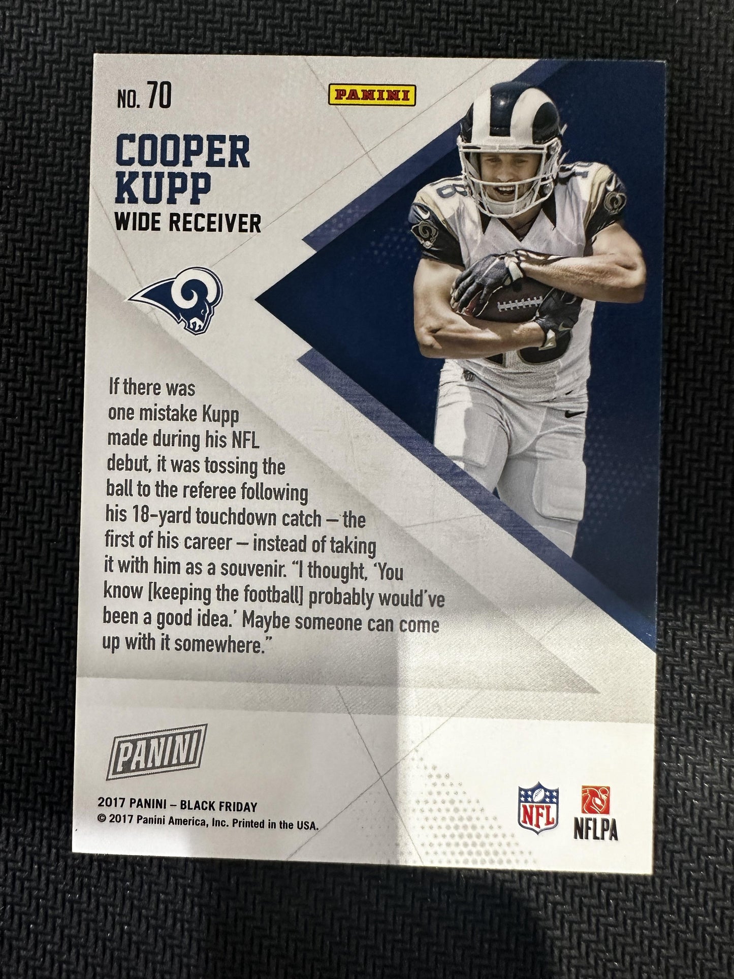 #70 Cooper Kupp 2017 Panini Black Friday SN #/399 Los Angeles Rams sports