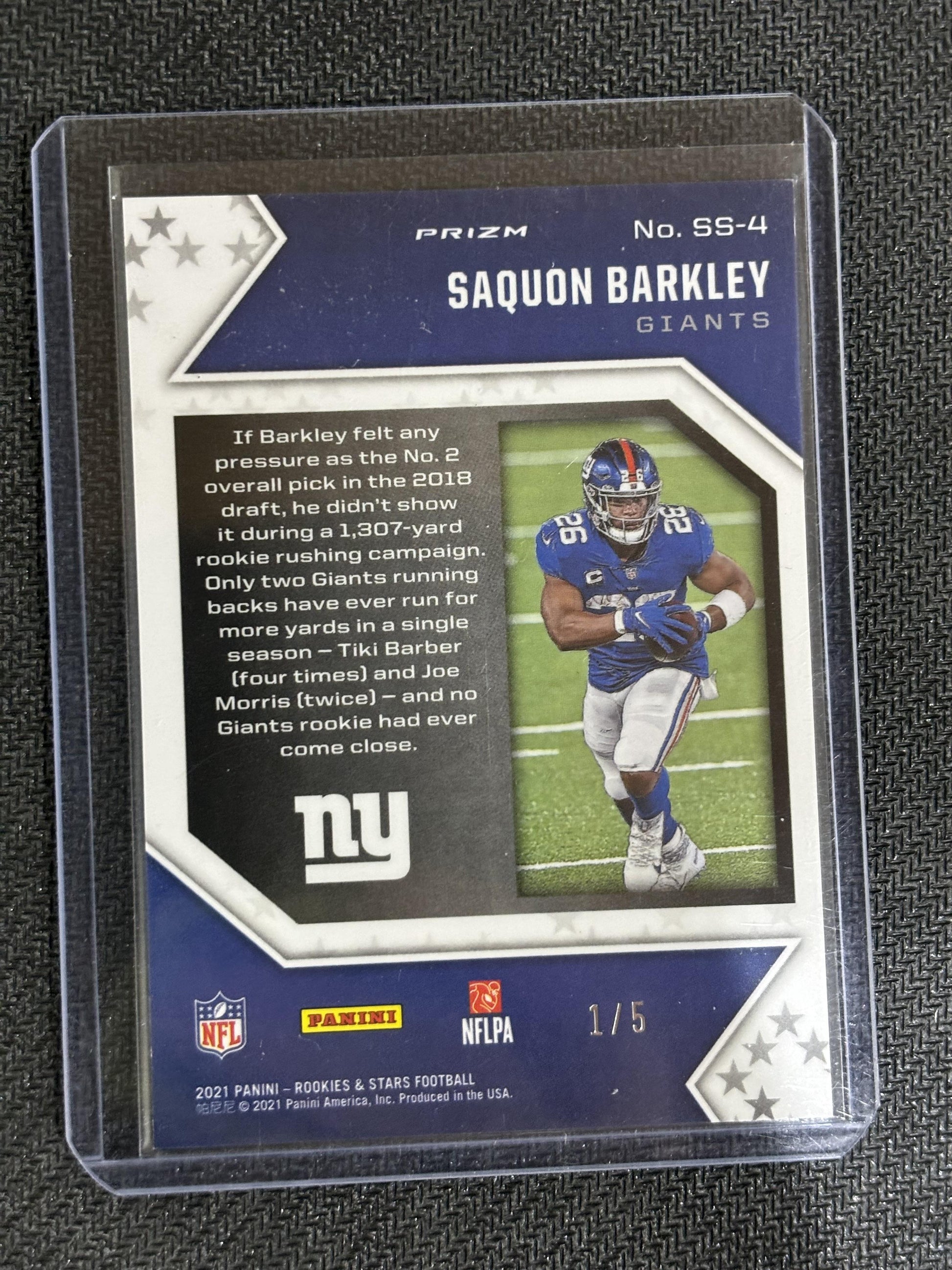 #SS-4 Saquon Barkley 2021 Panini Rookies & Stars /5 Giants Star Studded Green