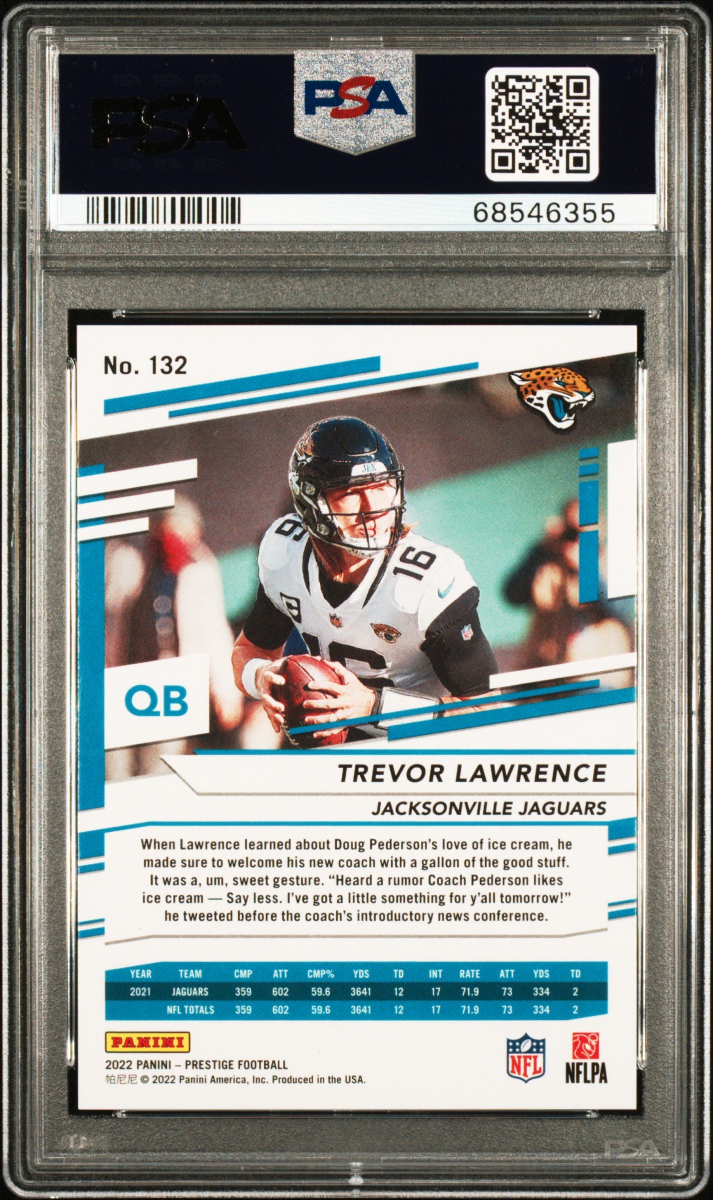 #132 Trevor Lawrence 2022 Panini Prestige 10 GEM-MT sports Red Xtra Points