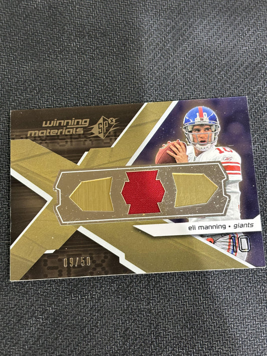 #WM-EM Eli Manning 2008 SPx /50 New York Giants Winning Materials NFL Dual 50