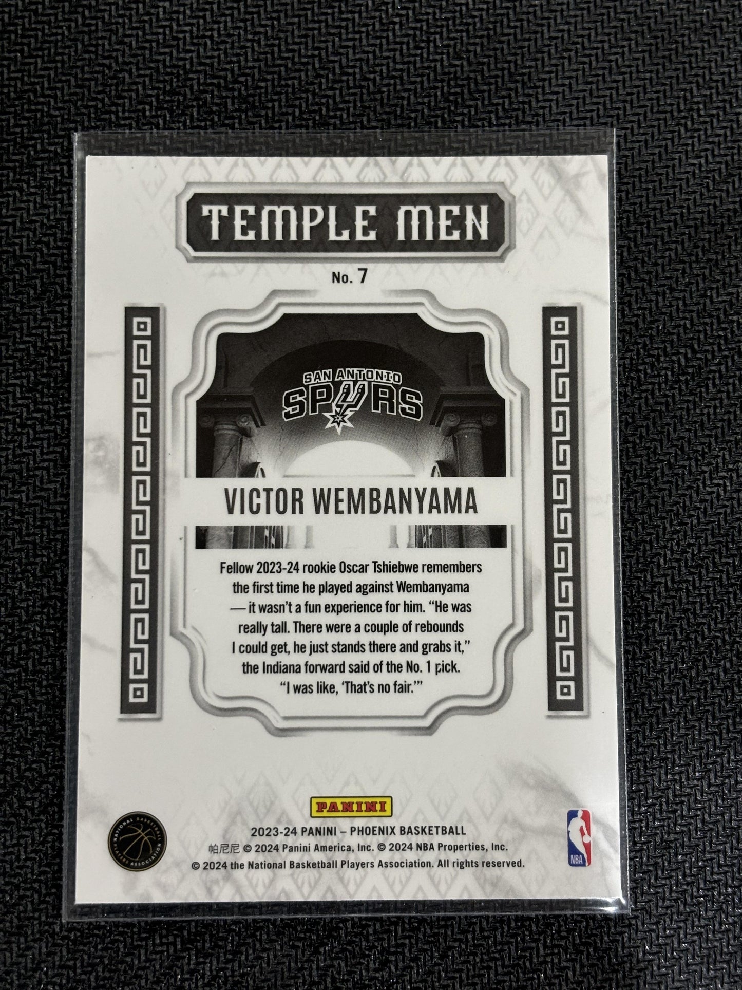 #7 Victor Wembanyama 2023-24 Panini Phoenix San Antonio Spurs Temple Men Silver