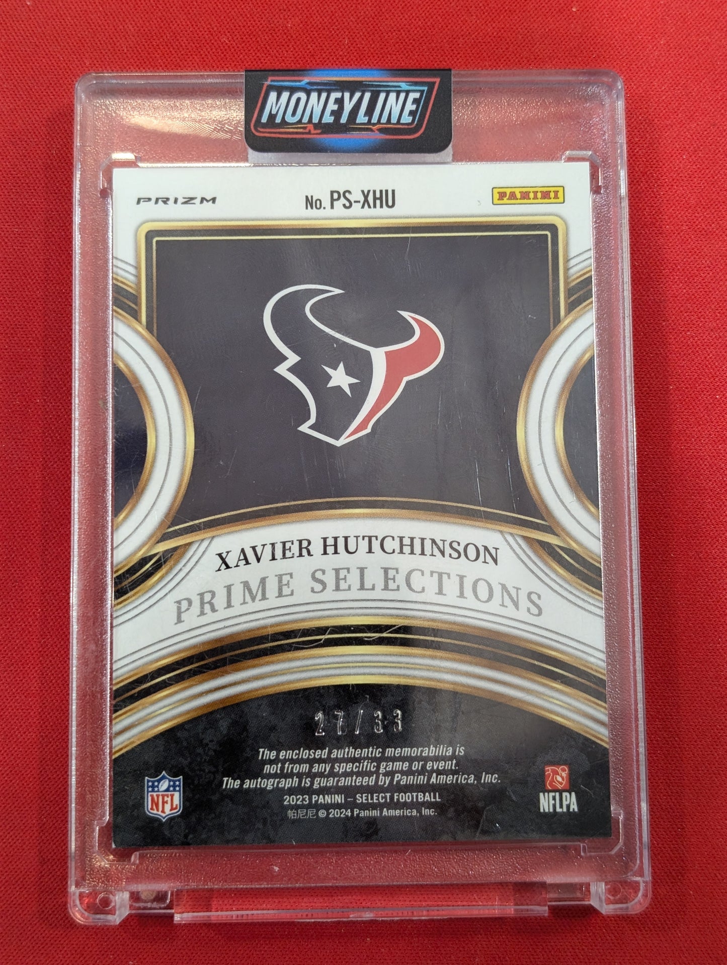 #PS-XHU Xavier Hutchinson 2023 Panini Select /33 Texans Prime Neon Orange Pulsar