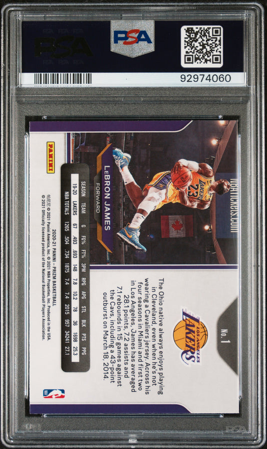 #1 Lebron James 2020 Panini Prizm 9 MT sports