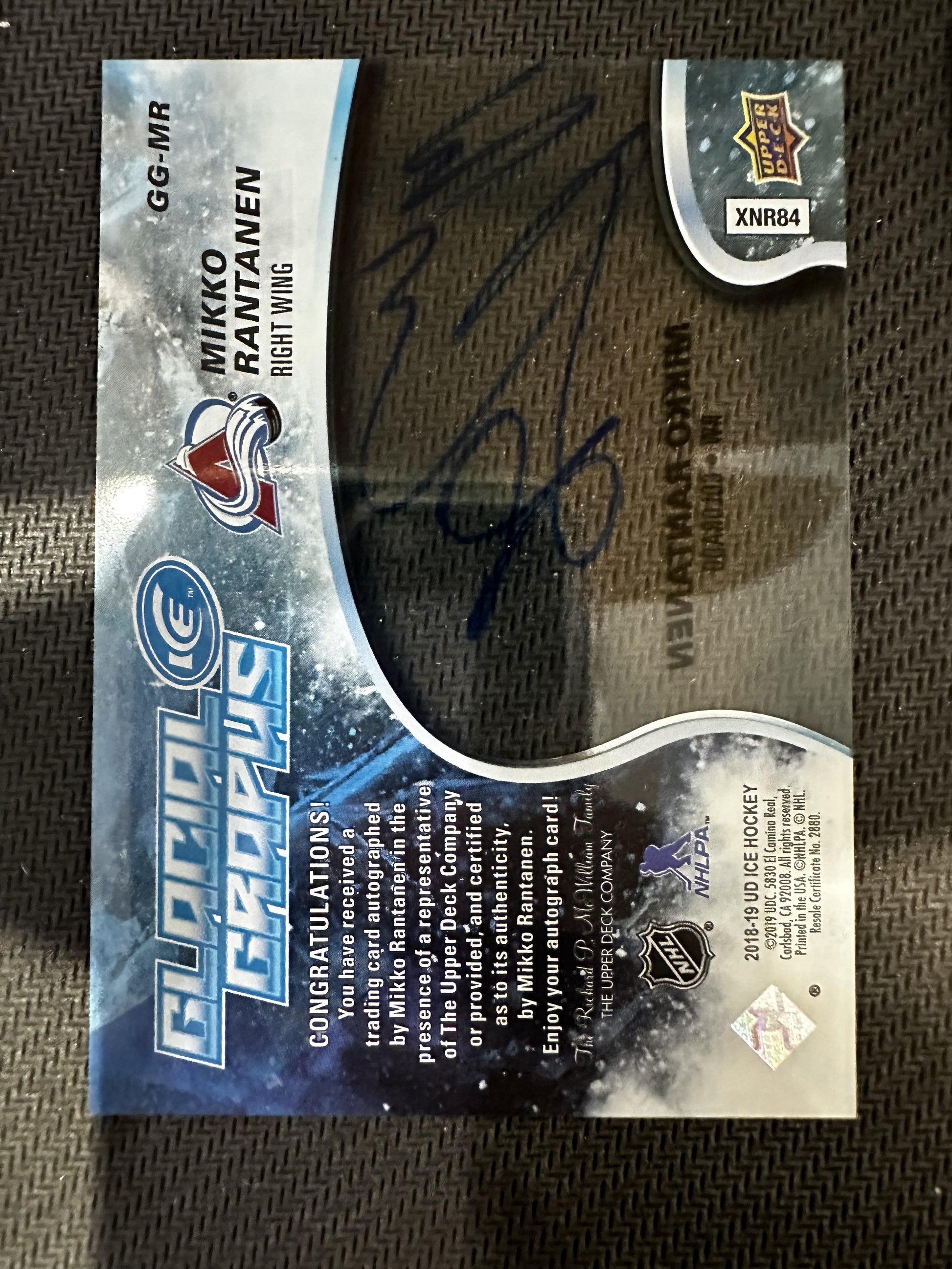 #GG-MR Mikko Rantanen 2019-20 Upper Deck Ice Auto Colorado Avalanche Ice Update