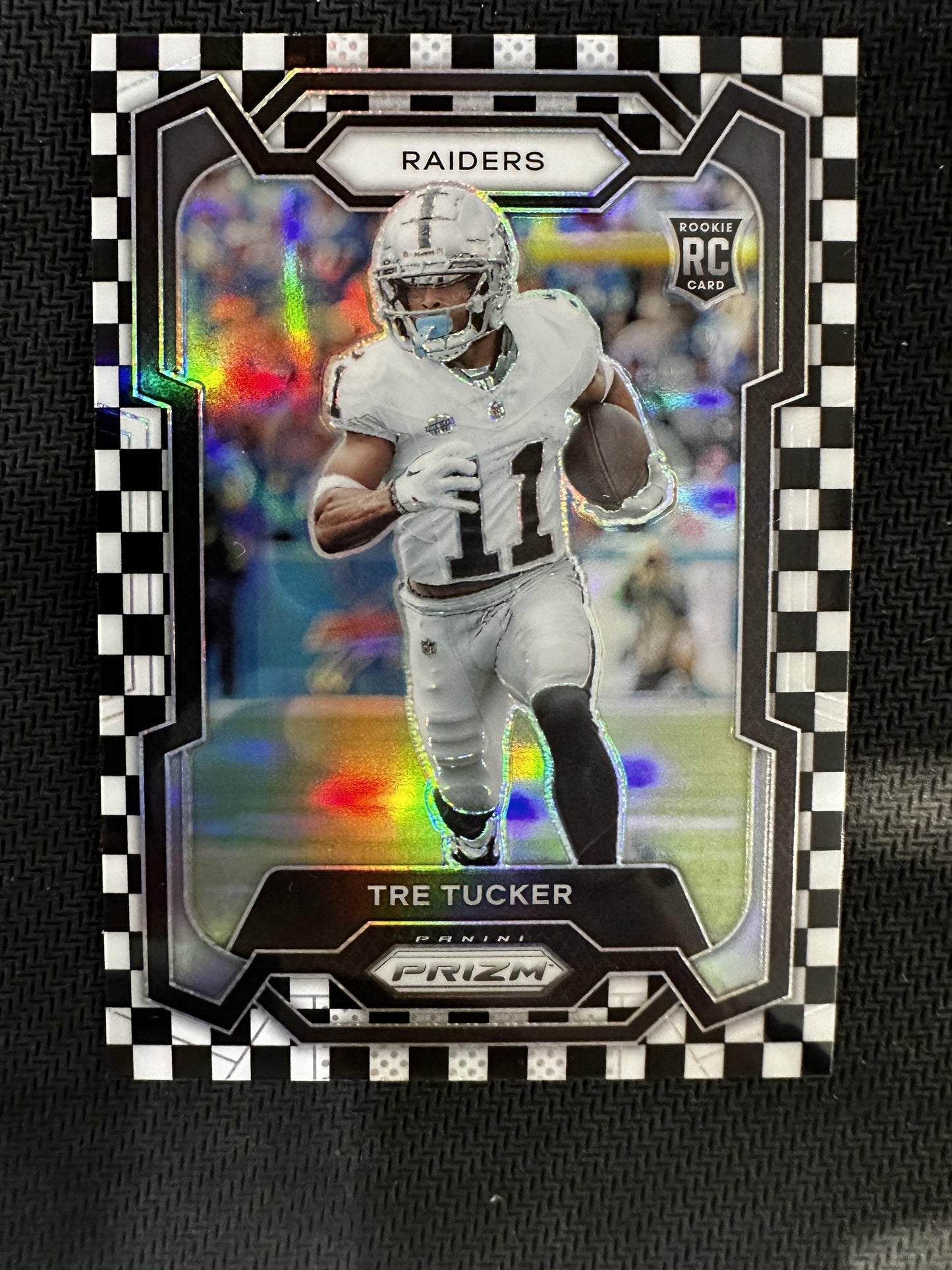 #362 Tre Tucker 2023 Panini Prizm Las Vegas Raiders Black and White Checker