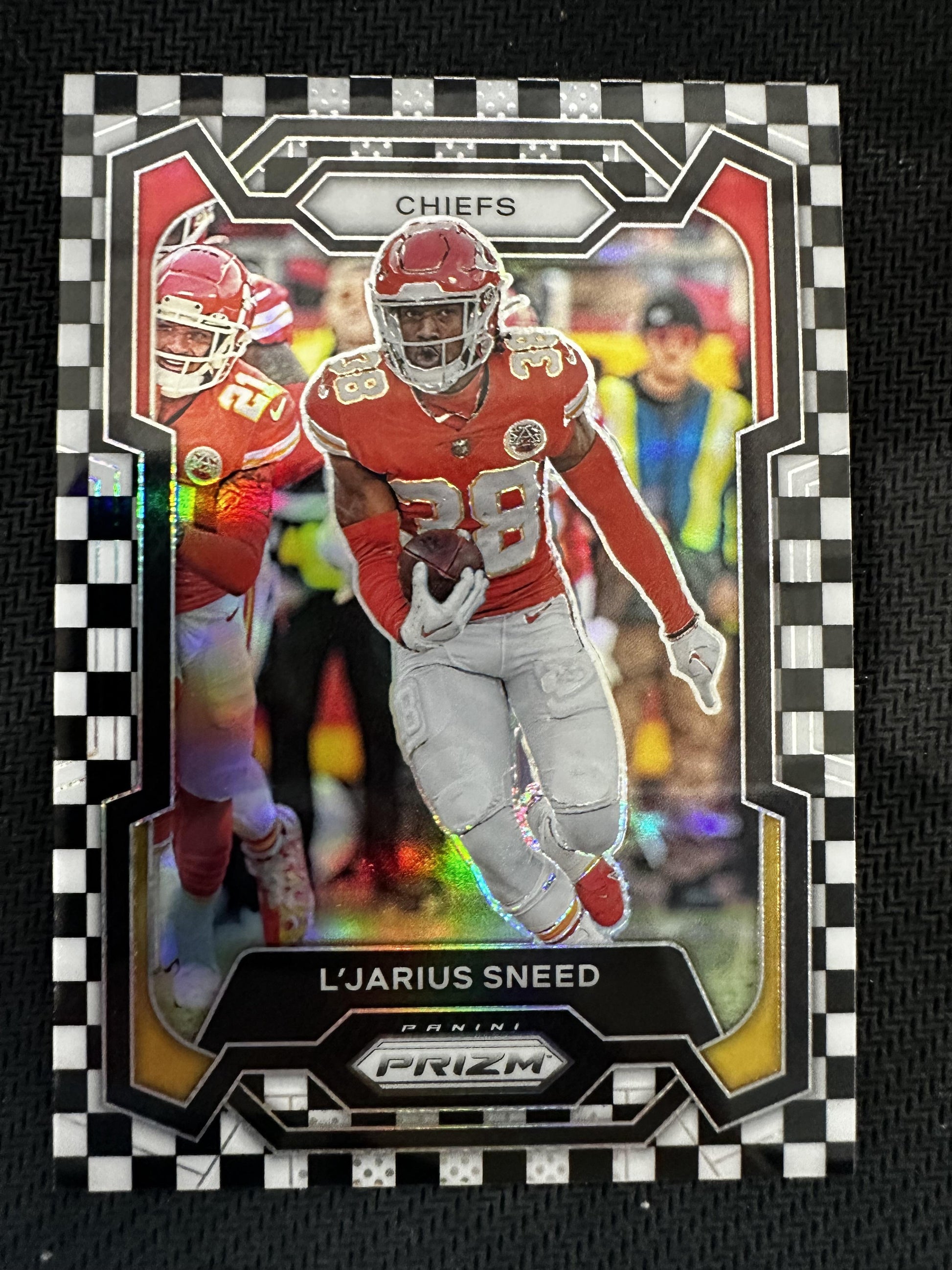 #146 L'Jarius Sneed 2023 Panini Prizm Kansas City Chiefs Black and White Checker