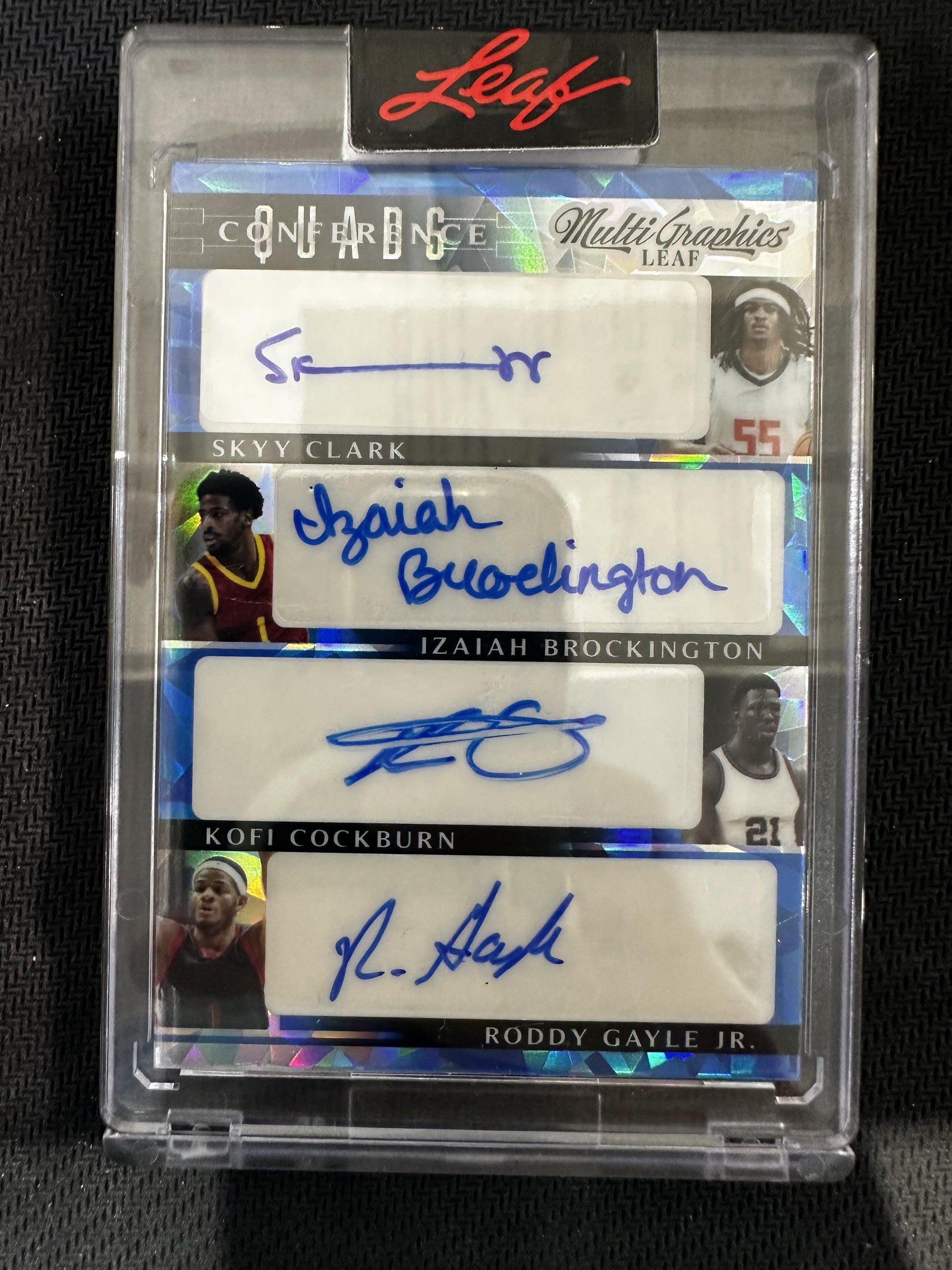 #CQ-4 Skyy Clark/Izaiah Brockington/Kofi Cockburn/Roddy Gyle 2022 Leaf Quad Auto