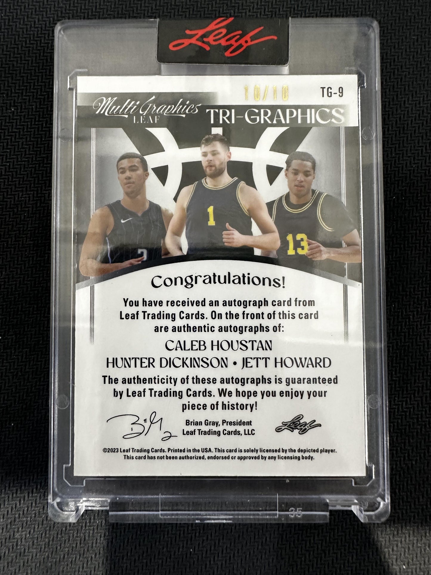 #TG-9 Caleb Houstan/Hunter Dickinson/Jett Howard 2022 Leaf Tri-Graphics Blue