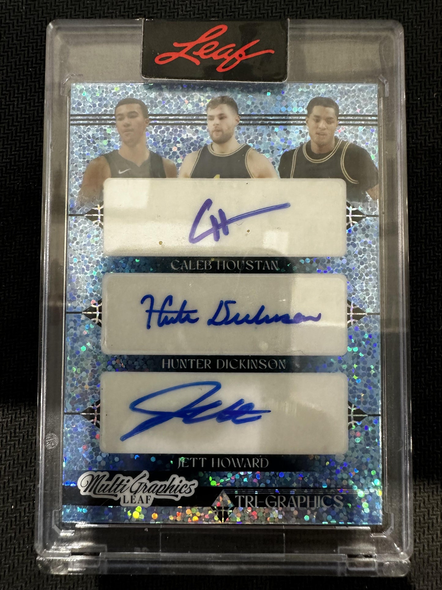 #TG-9 Caleb Houstan/Hunter Dickinson/Jett Howard 2022 Leaf Tri-Graphics Blue