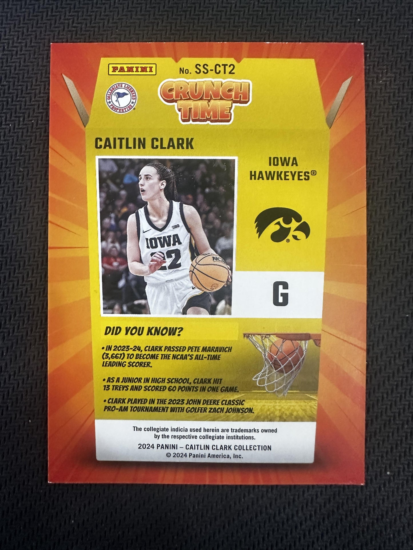 #CT2 Caitlin Clark 2024 Panini Caitlin Clark Collection Crunch Time Dot