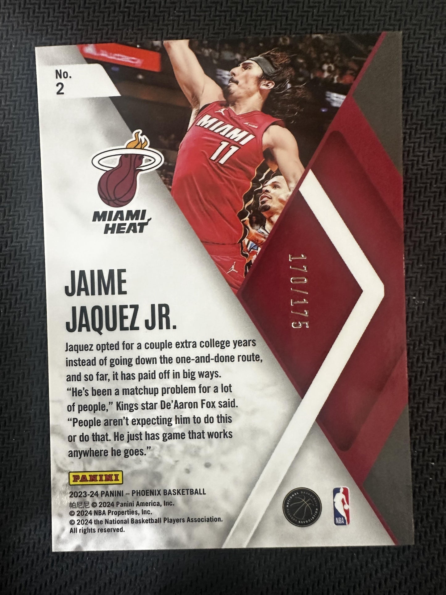 #2 Jaime Jaquez Jr. 2023 Panini Phoenix /175 Heat Instant Phenom Green Lazer