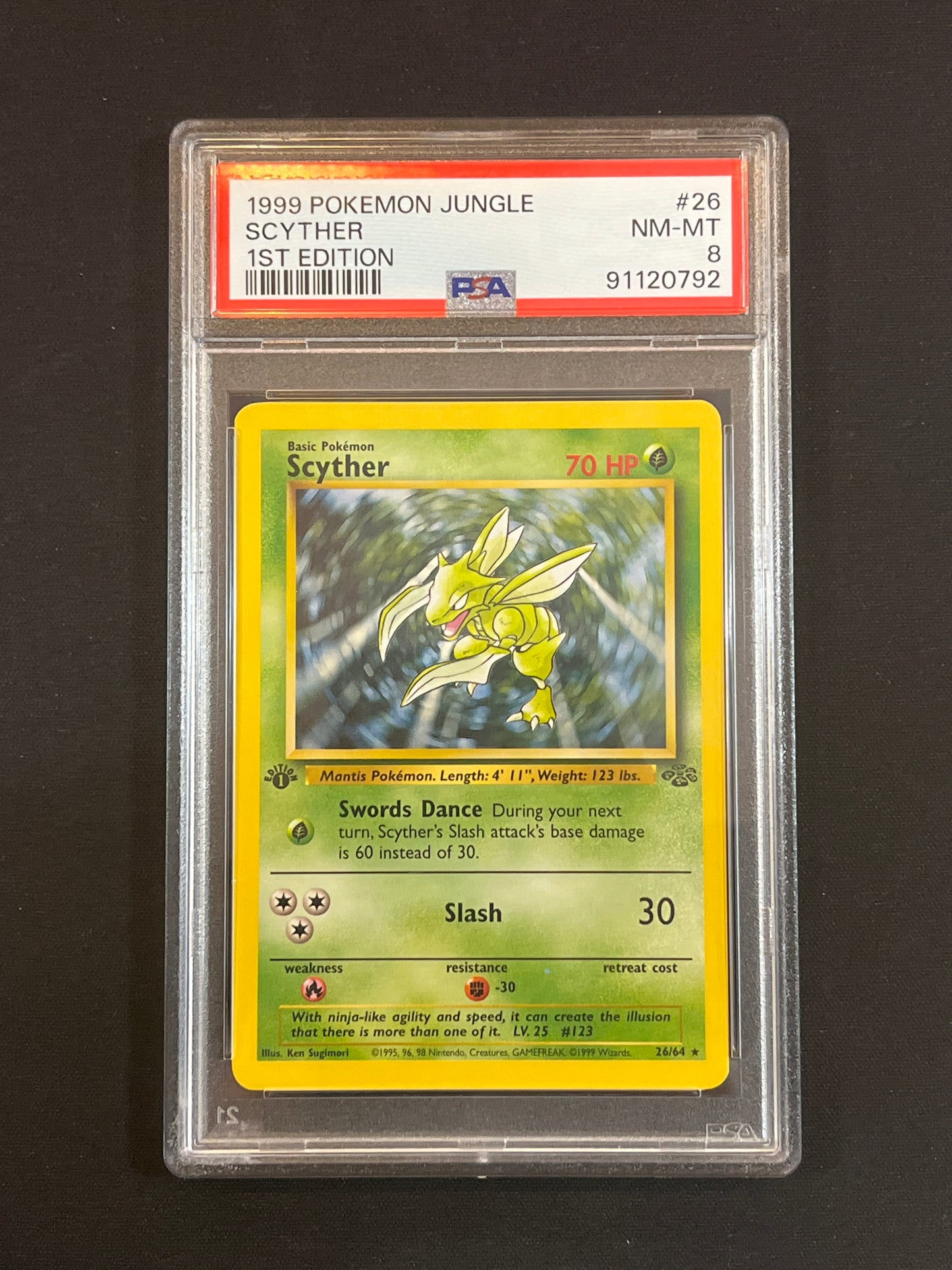 #26/64 Scyther 1st Edition PSA 8 - Jungle