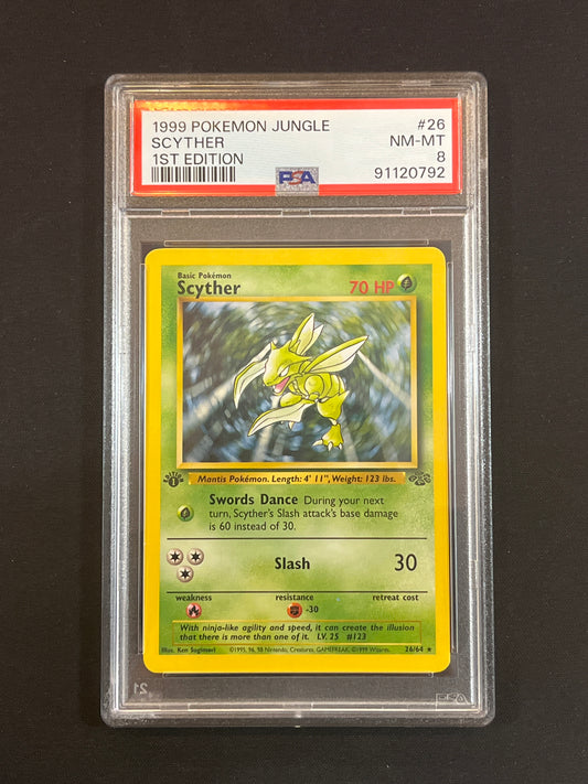 #26/64 Scyther 1st Edition PSA 8 - Jungle