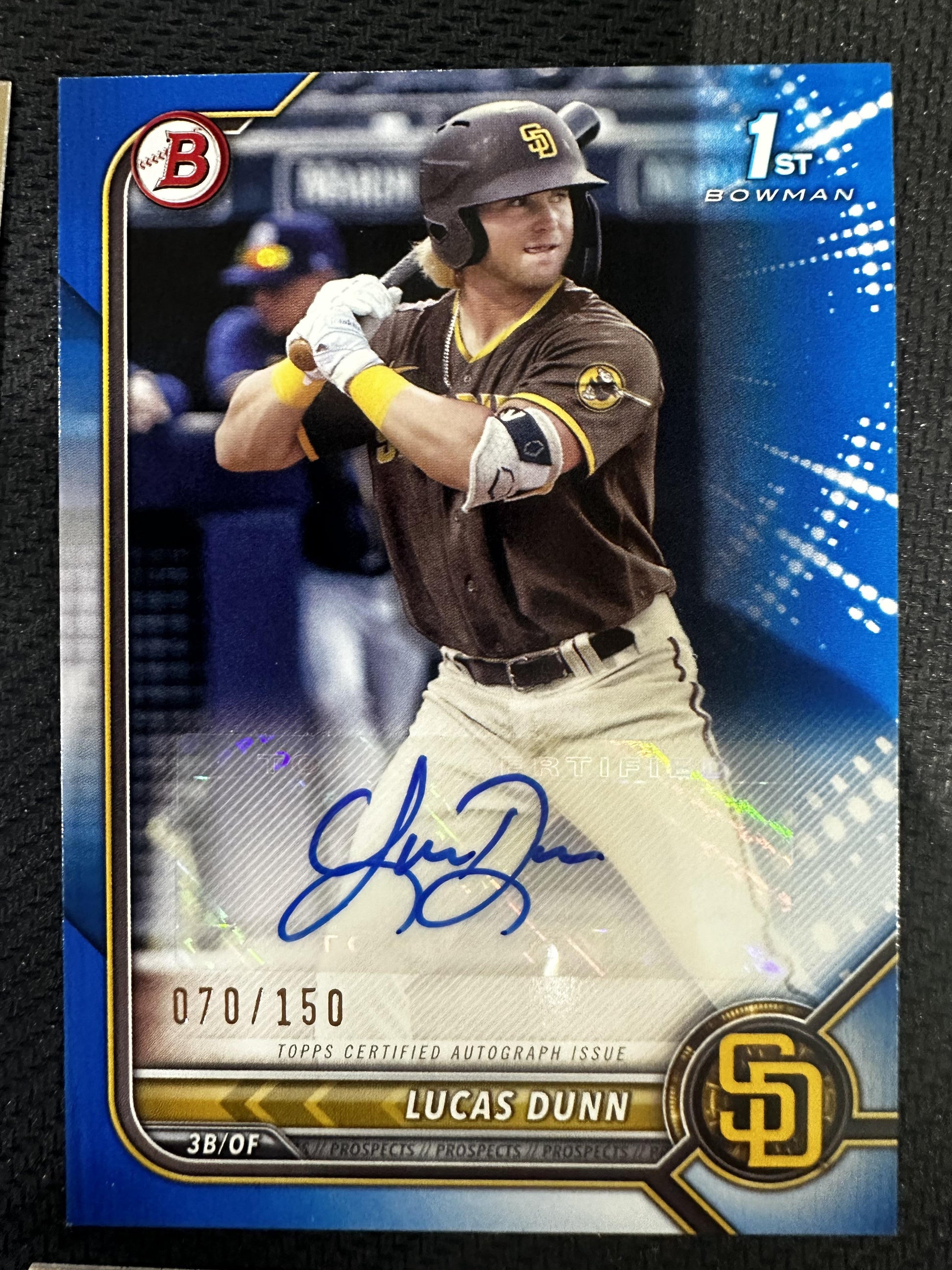 #PPA-LD Lucas Dunn 2022 Bowman  Auto #/150 San Diego Padres Autographs Blue