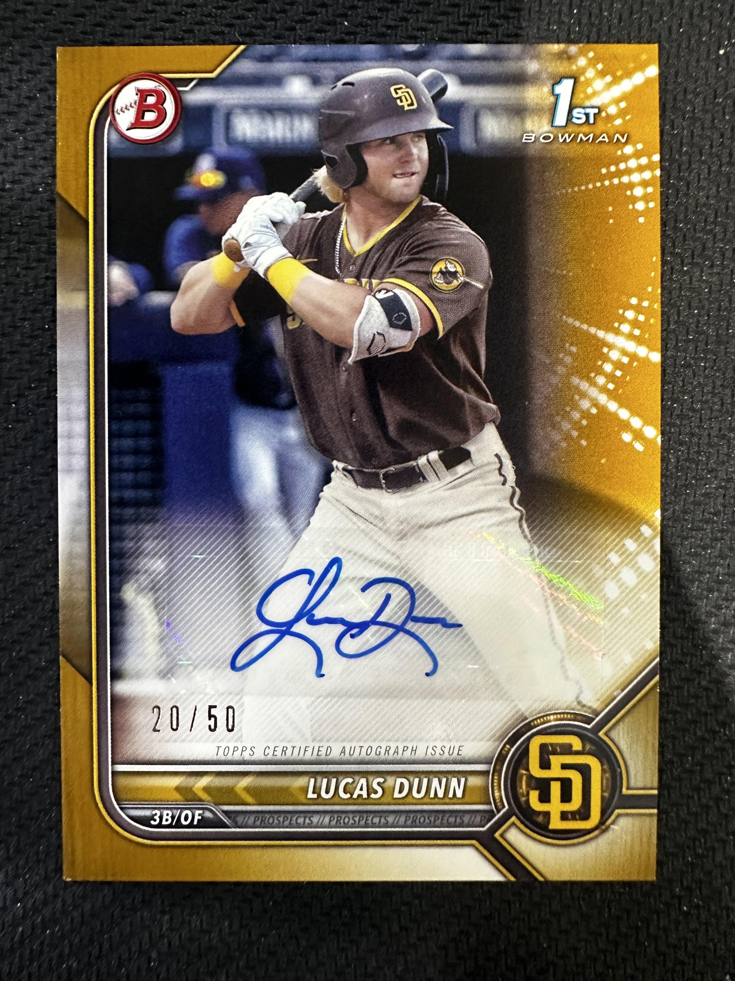 2022 Bowman #PPA-LD Lucas Dunn Prospect Autographs Gold #/50