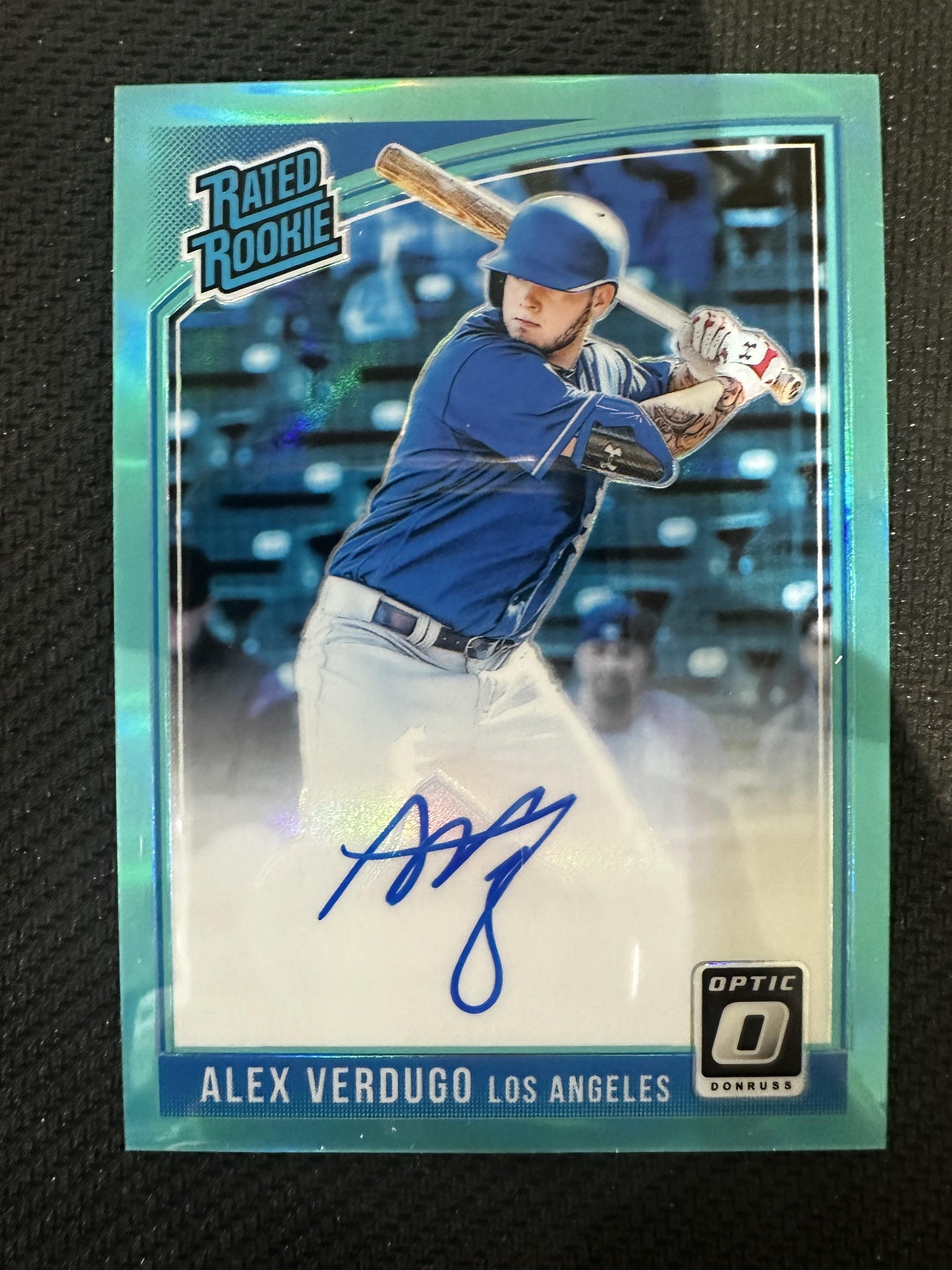 2018 Donruss Optic #RRS-AV Alex Verdugo Rated Rookies Signatures Aqua #/125