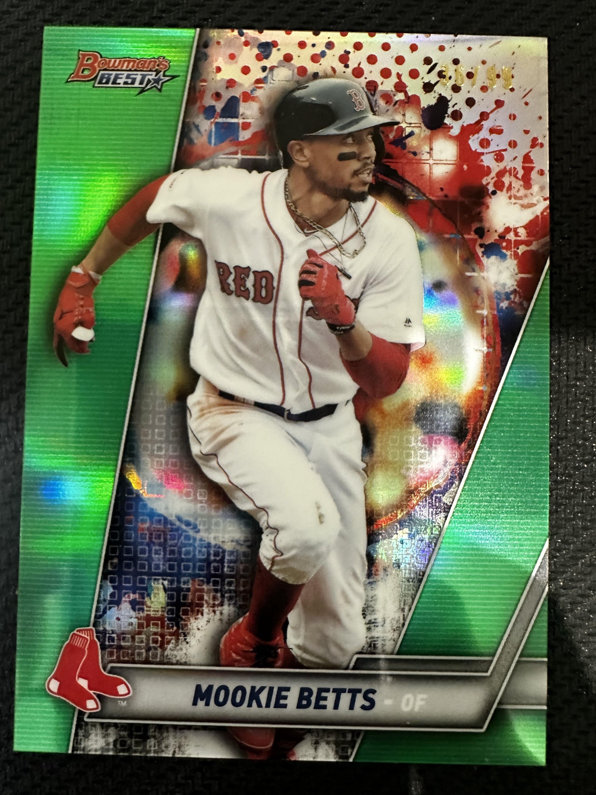 #8 Mookie Betts 2019 Bowman's Best SN #/99 Boston Red Sox sports Green Refractor