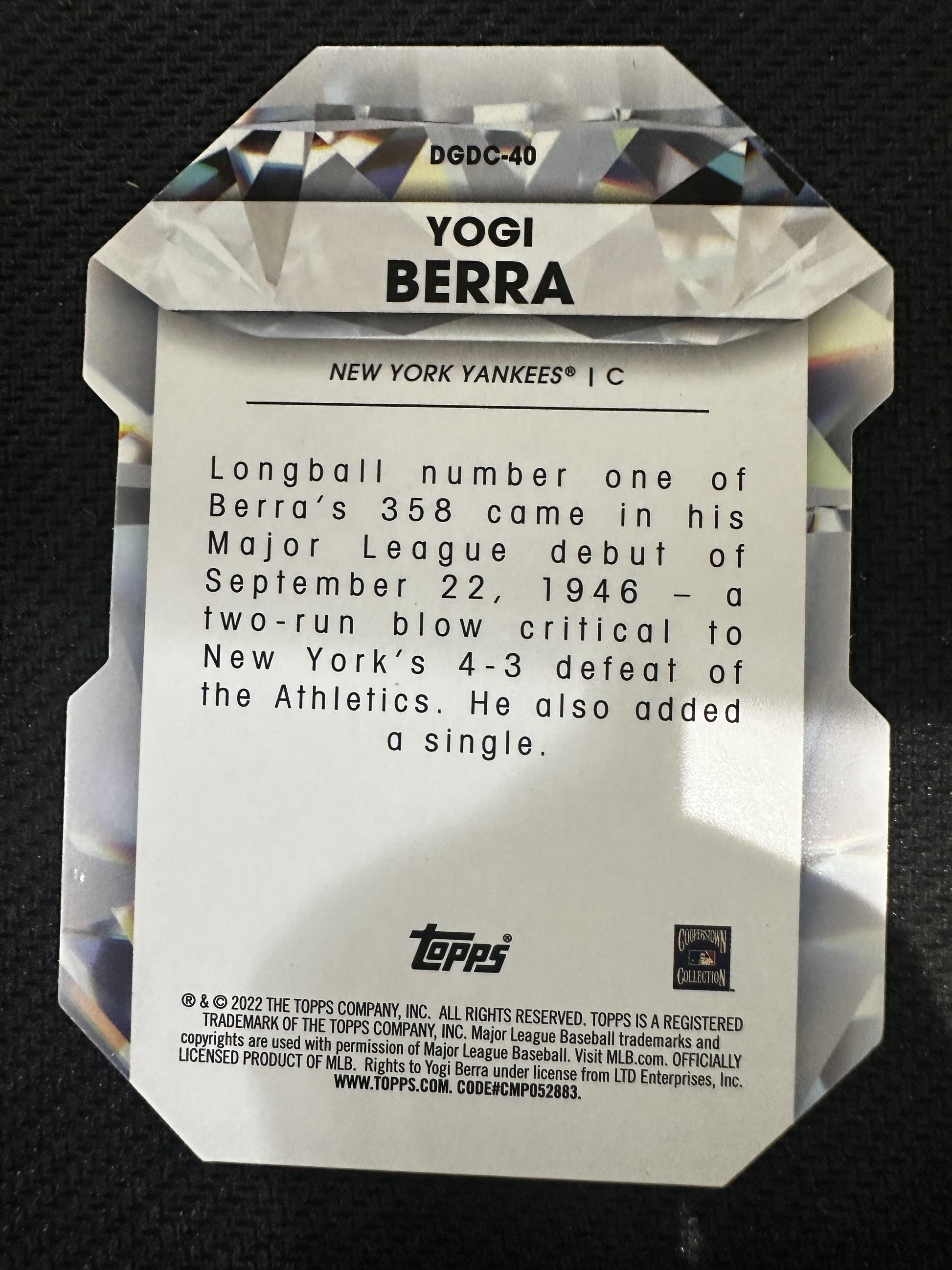 2022 Topps Chrome Update #DGC-40 Yogi Berra Diamond Greats Die Cuts