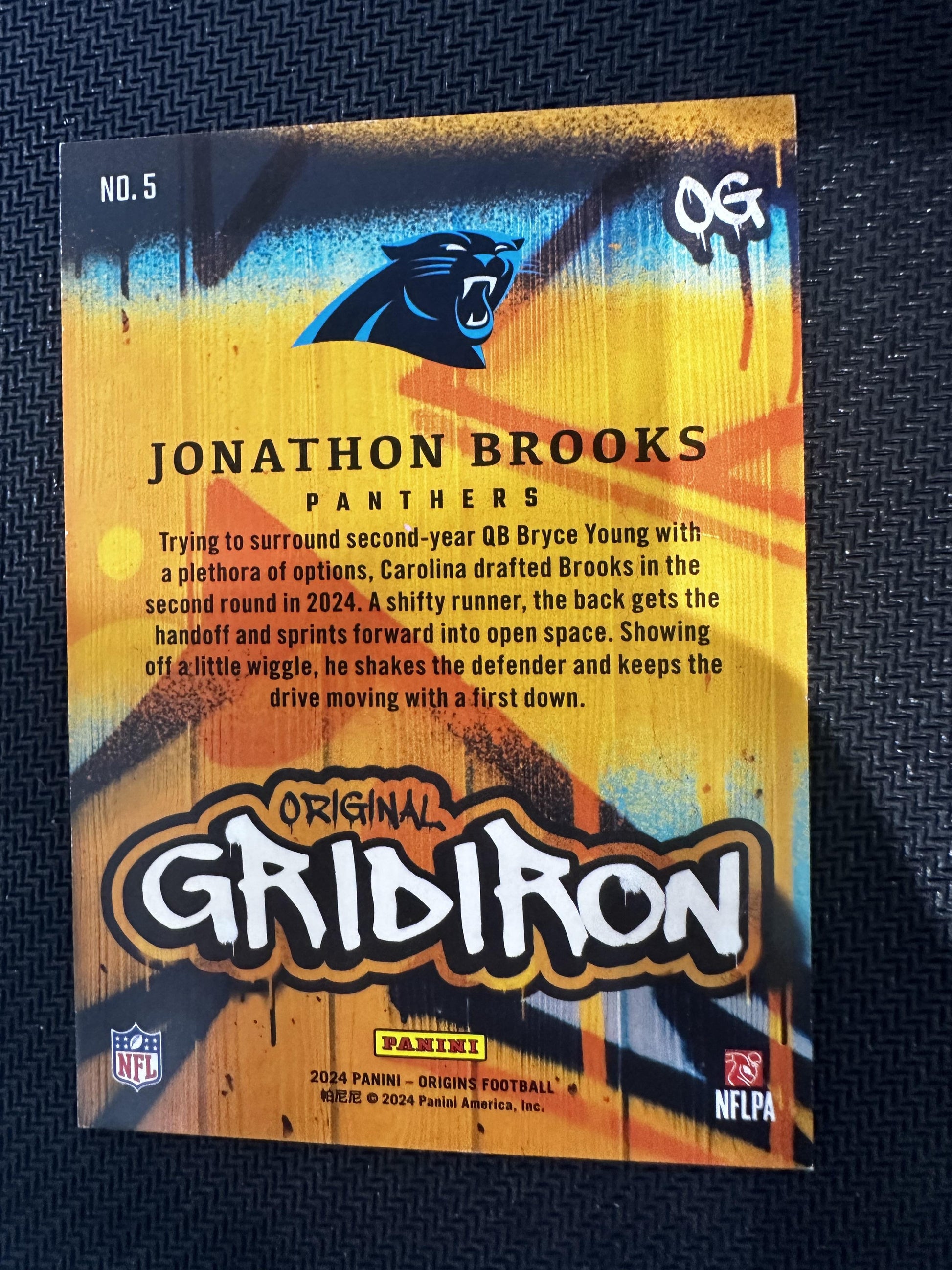 #5 Jonathon Brooks 2024 Panini Origins Carolina Panthers Original Gridiron