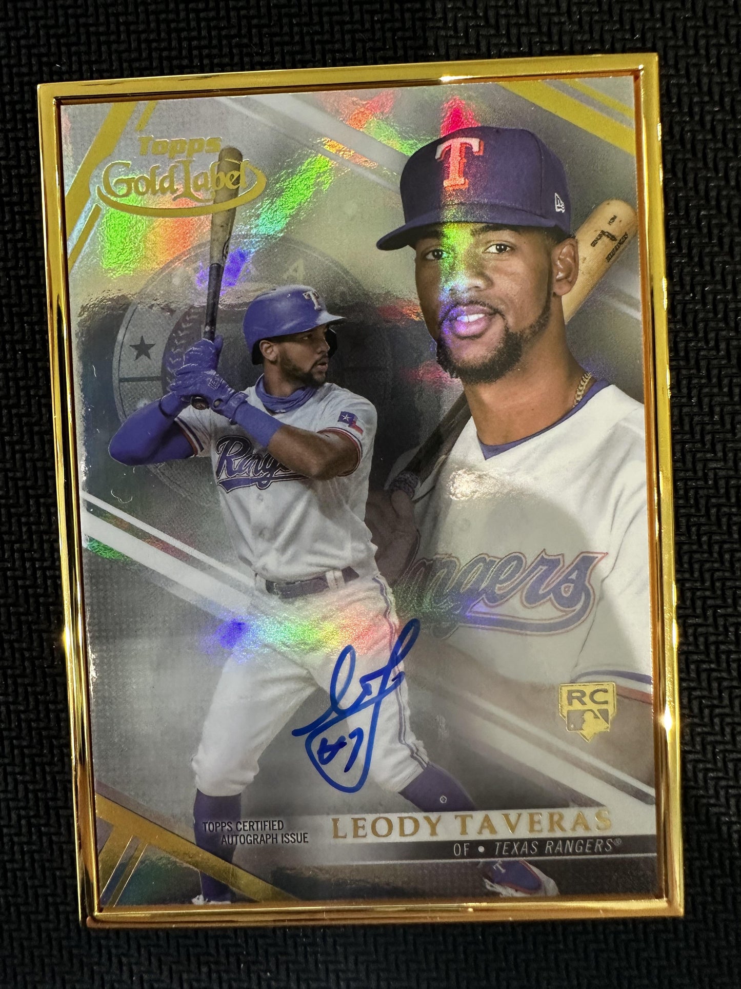 #FA-LT Leody Taveras 2021 Topps Gold Label AU Auto Rangers Framed Autographs