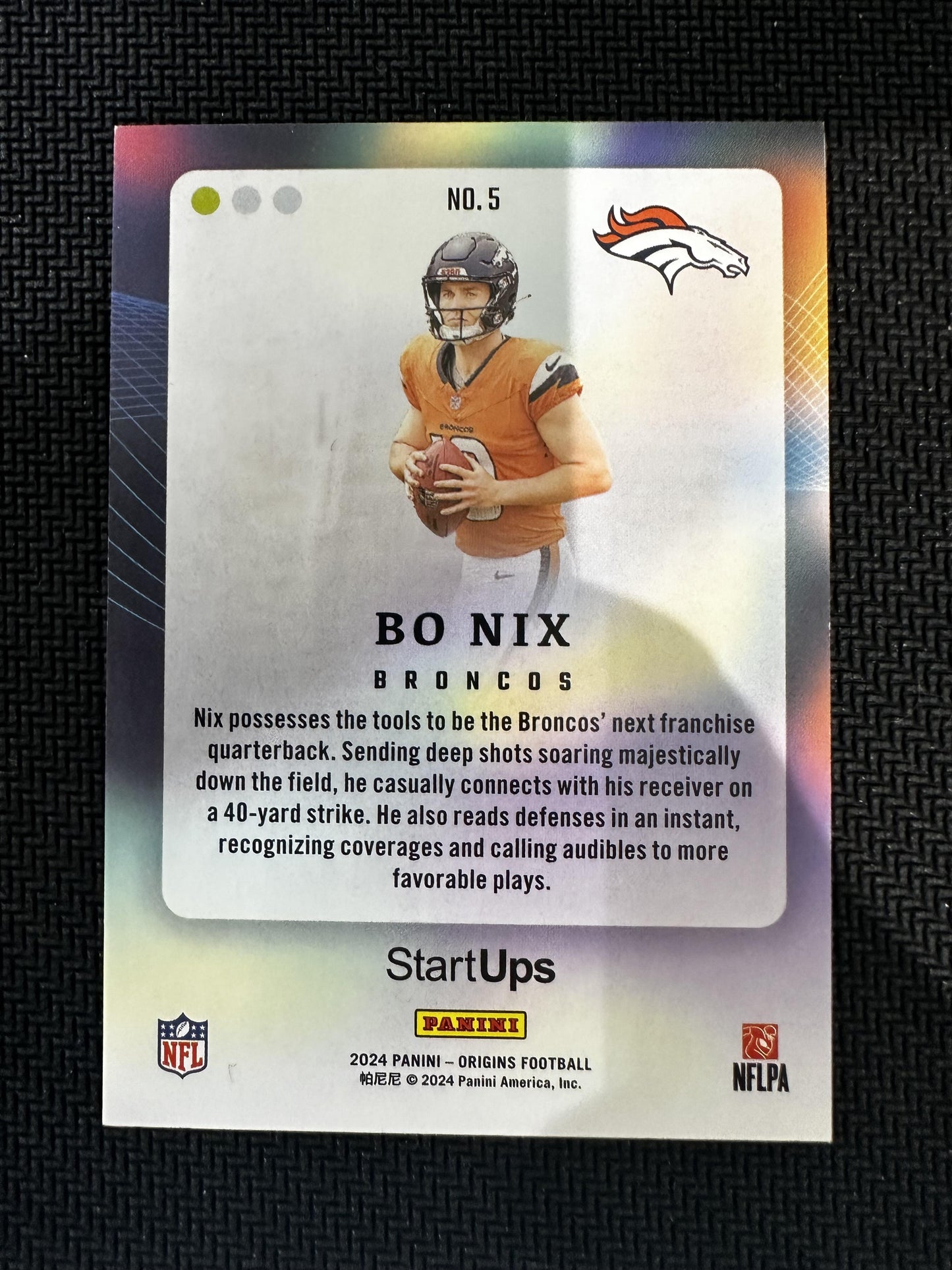 #5 Bo Nix 2024 Panini Origins Denver Broncos sports StartUps