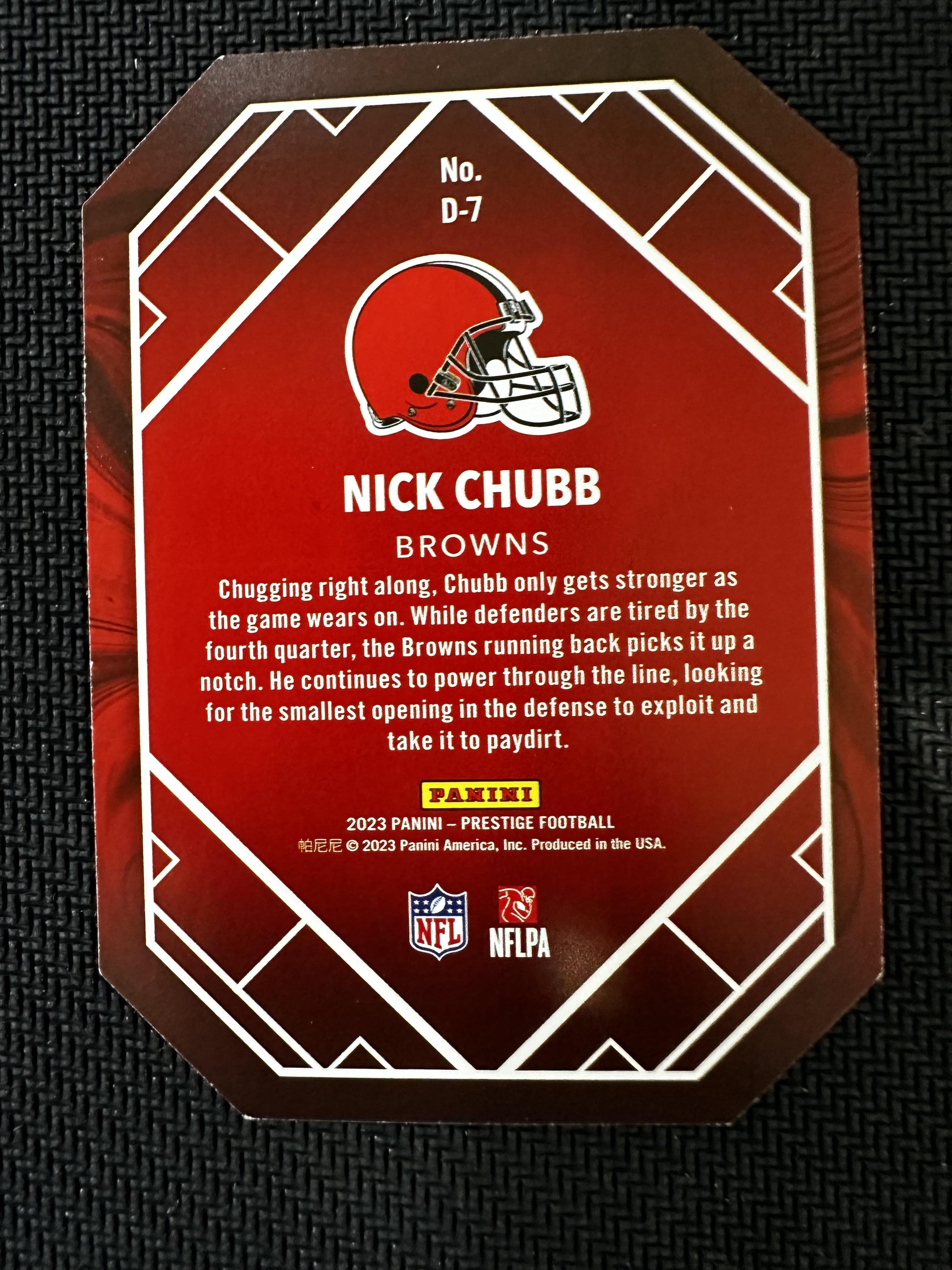 #D-7 Nick Chubb 2023 Panini Prestige Cleveland Browns sports Decorated