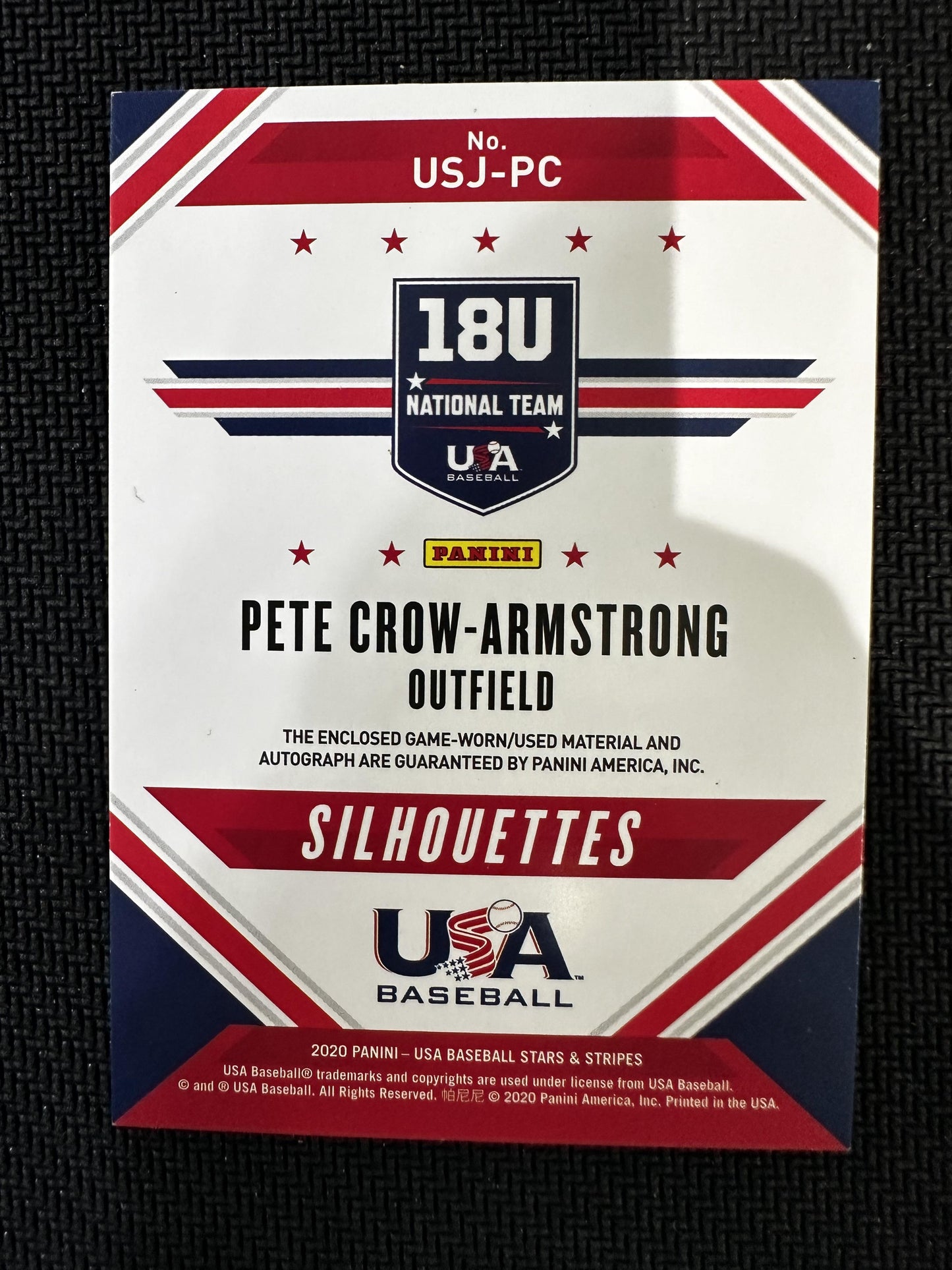 #USJ-PC Pete Crow-Armstrong 2020 Panini USA Baseball Stars & Stripes /24 Prime