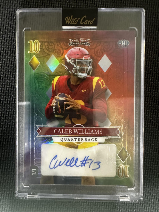 #SD-CWA Caleb Williams 2023 Wild Card 5 Card Draw Diamonds Rainbow Black Auto /1