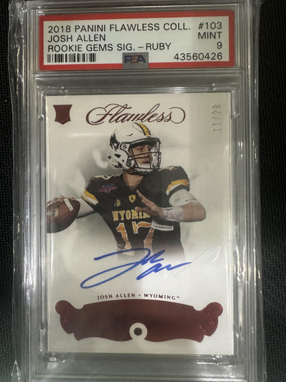 #103 Josh Allen 2018 Panini Flawless Collegiate Rookie Gems Signatures 9 Ruby