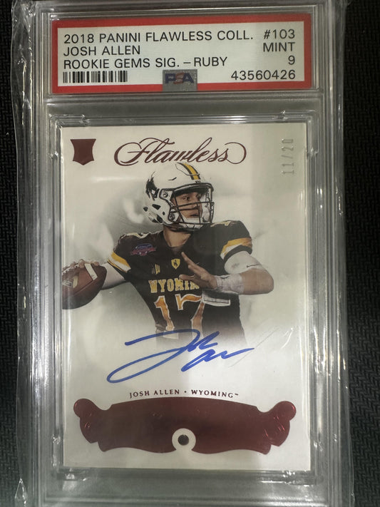 #103 Josh Allen 2018 Panini Flawless Collegiate Rookie Gems Signatures 9 Ruby