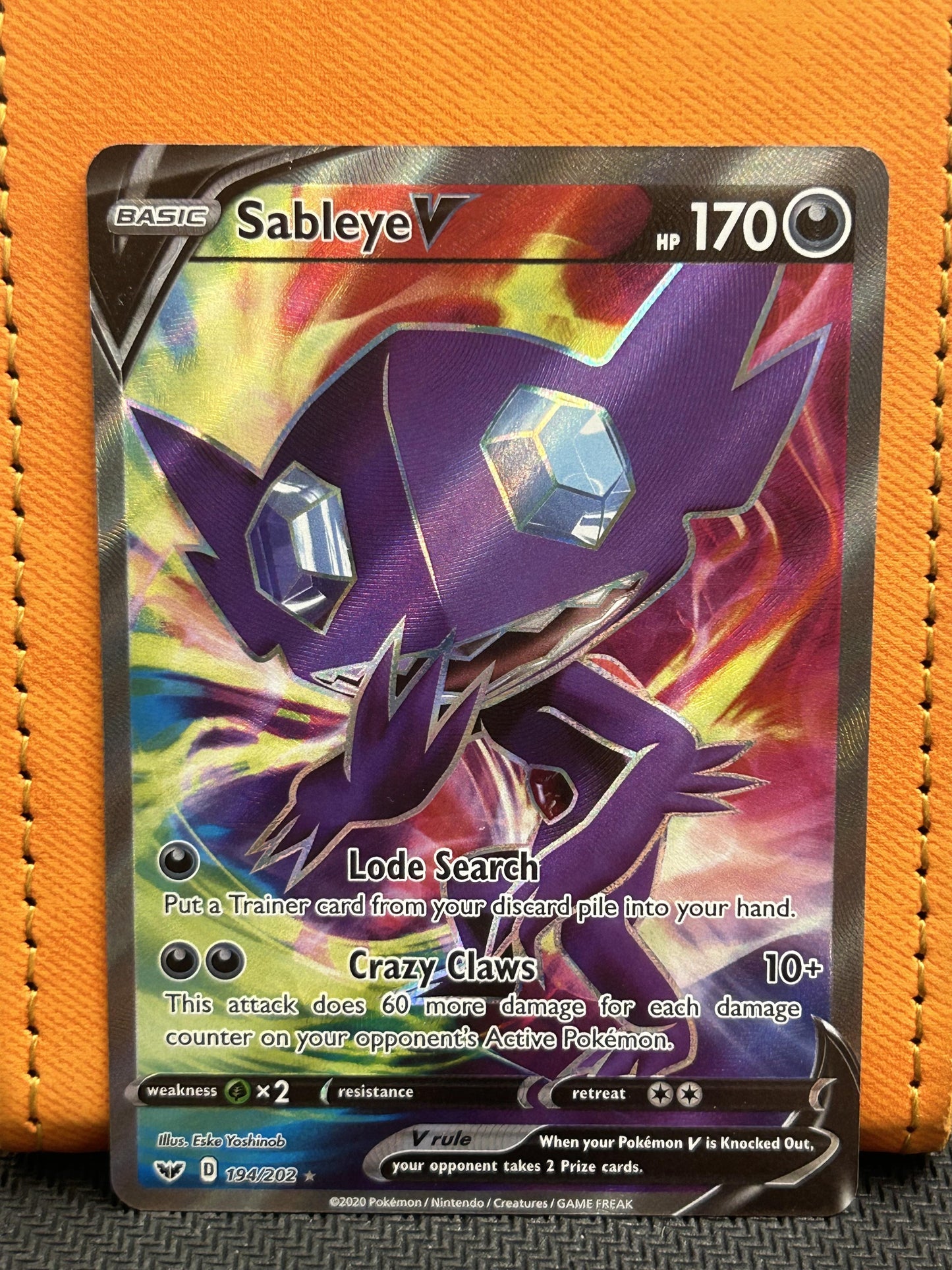 #194/202 Sableye V (Full Art) SWSH01: Sword & Shield Base Set