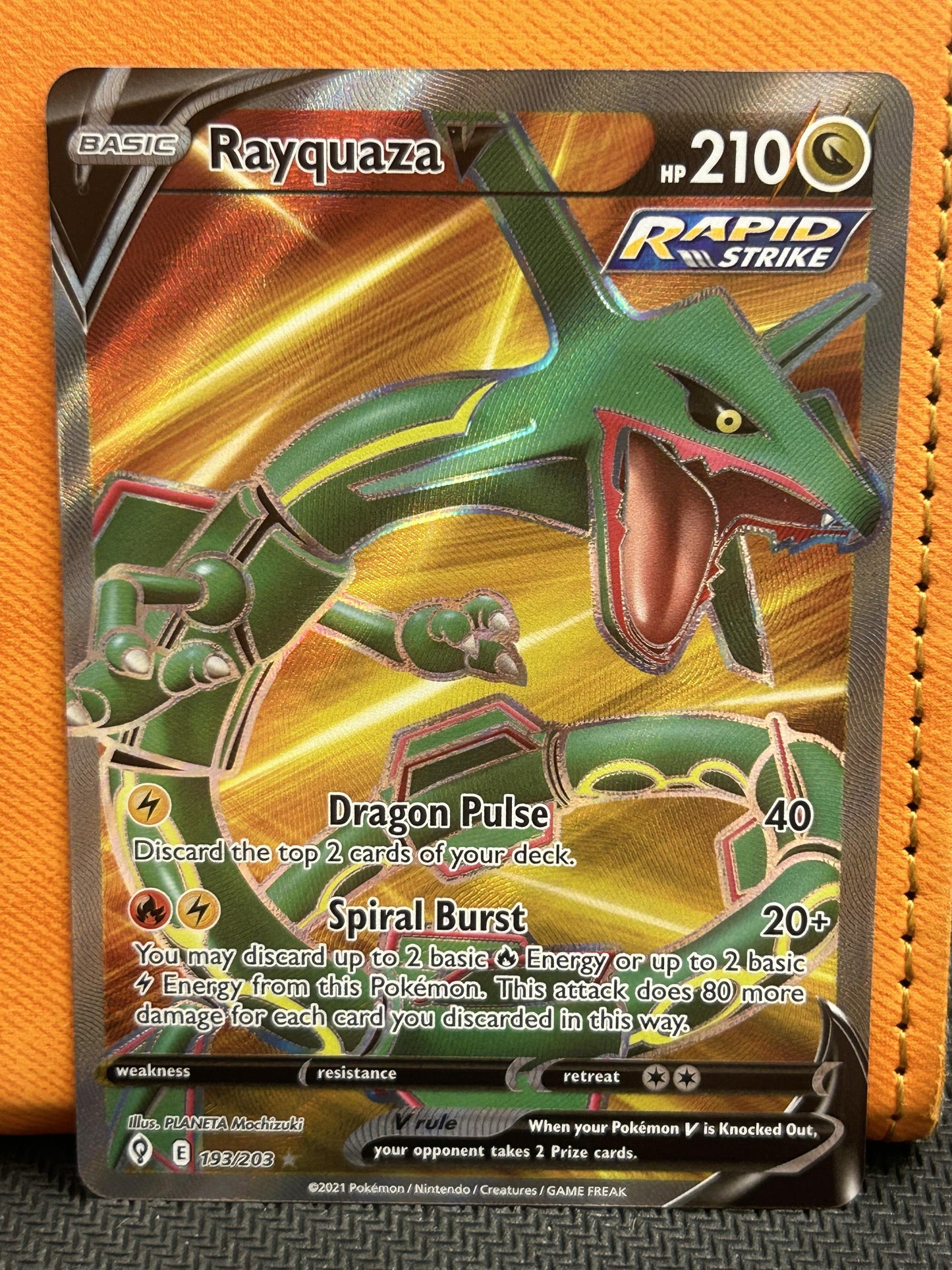 #193/203 Rayquaza V (Full Art) SWSH07: Evolving Skies