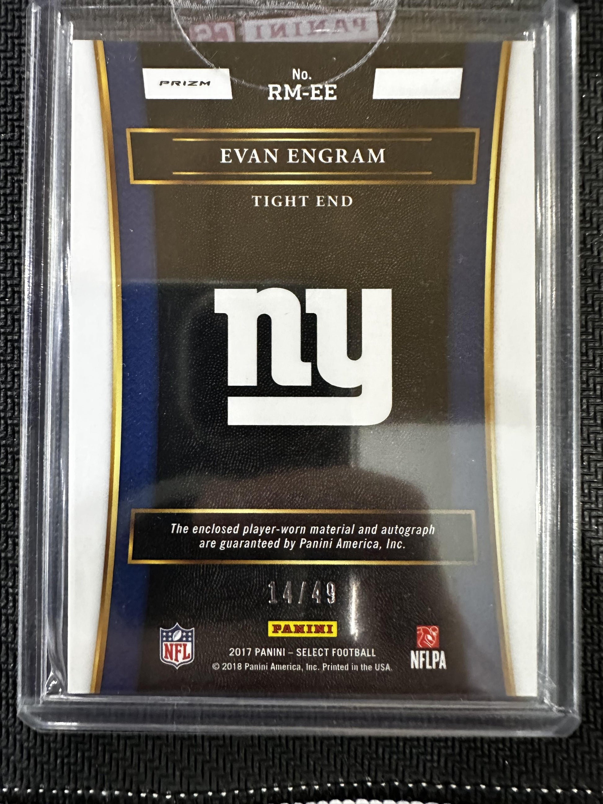 #RM-EE Evan Engram 2017 Panini Select /49 Giants Signatures Patch Purple Prizm