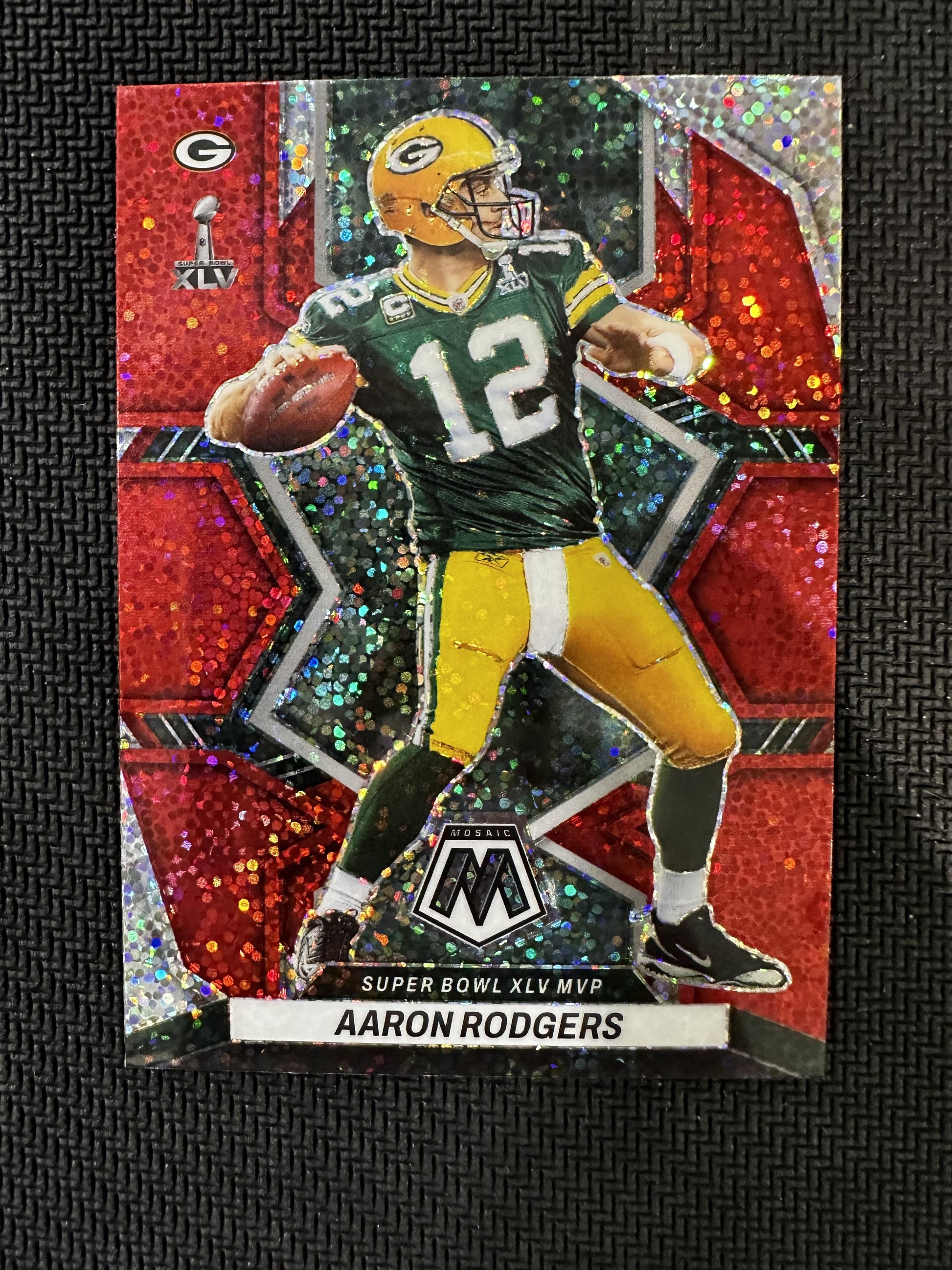 #294 Aaron Rodgers 2022 Panini Mosaic Green Bay Packers sports Sparkle Red