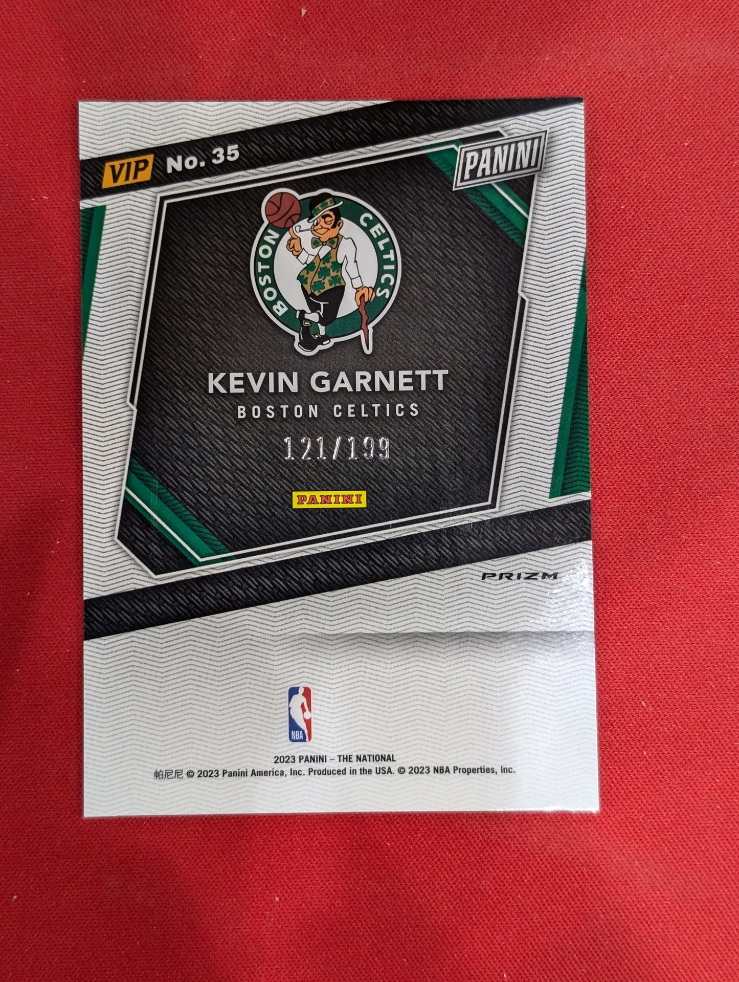 #35 Kevin Garnett 2023 Panini National SN #/199 Red Sparkle