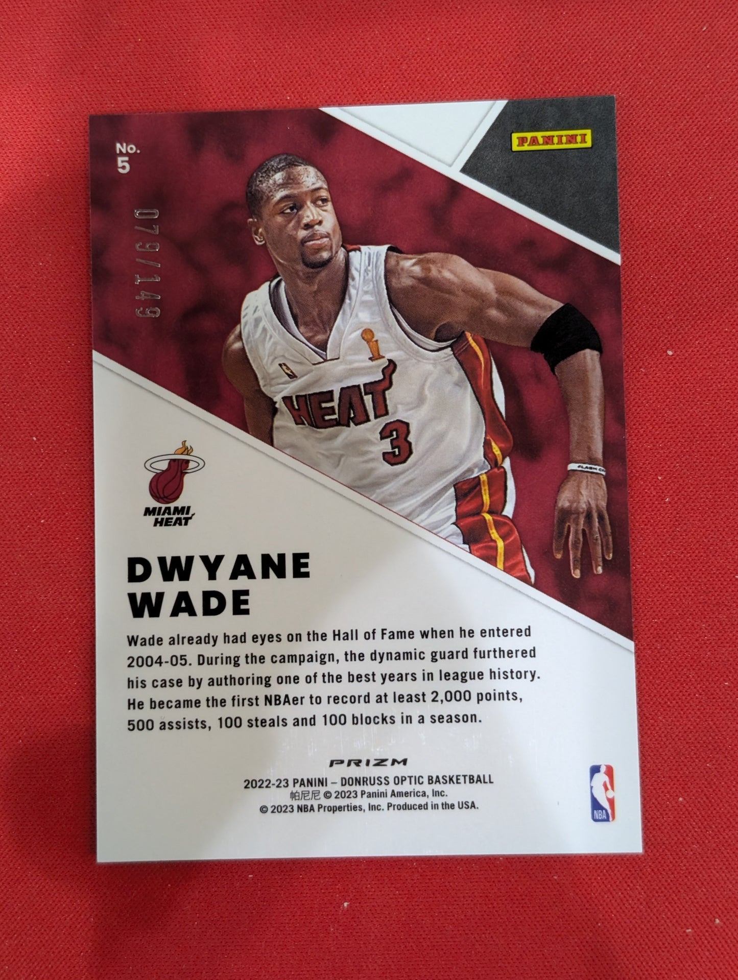 #5 Dwyane Wade 2022-23 Donruss Optic SN #/149 Miami Heat Winner Stays Lime Green