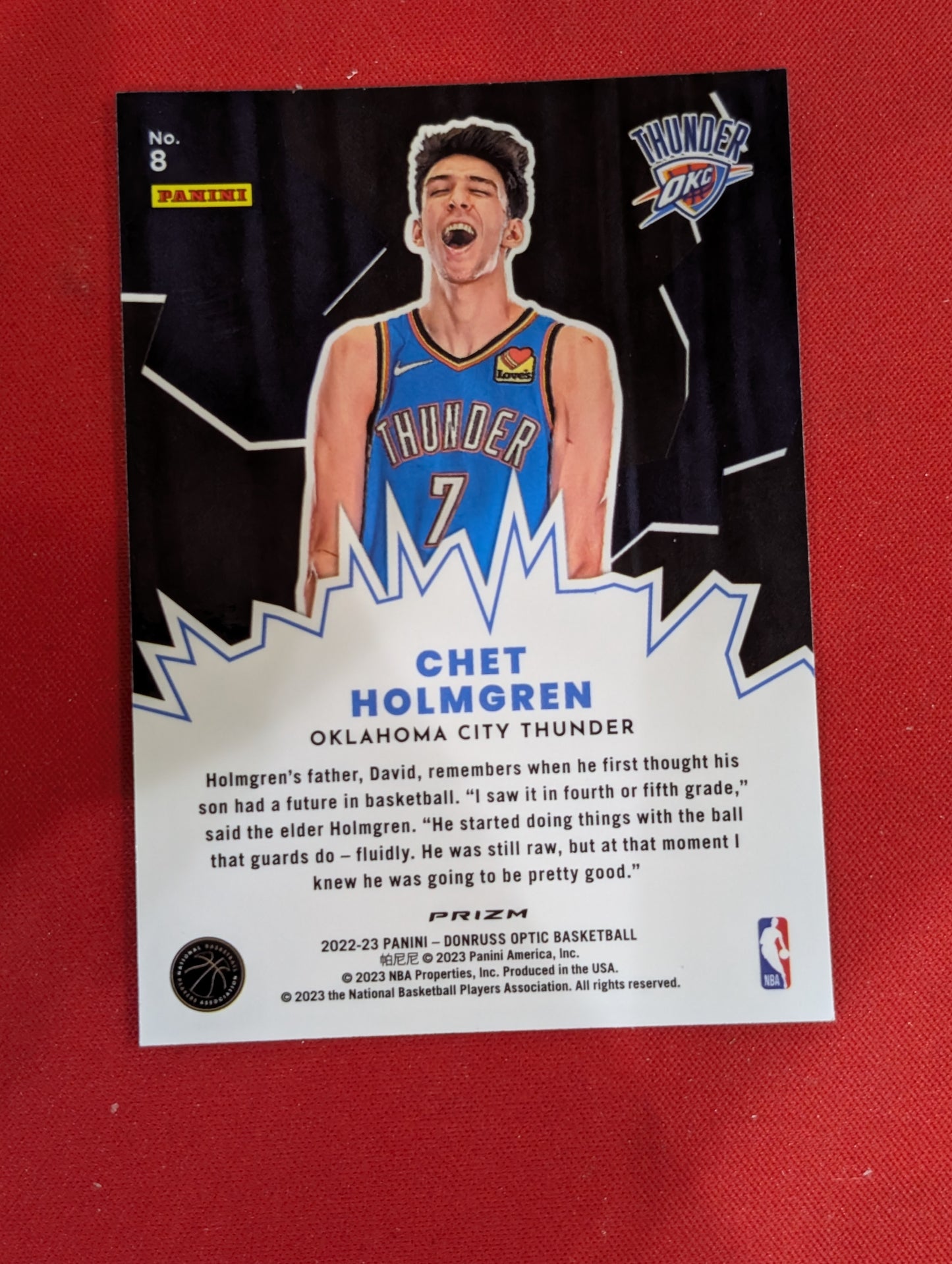 #8 Chet Holmgren 2022-23 Donruss Optic Oklahoma City Thunder My House Purple