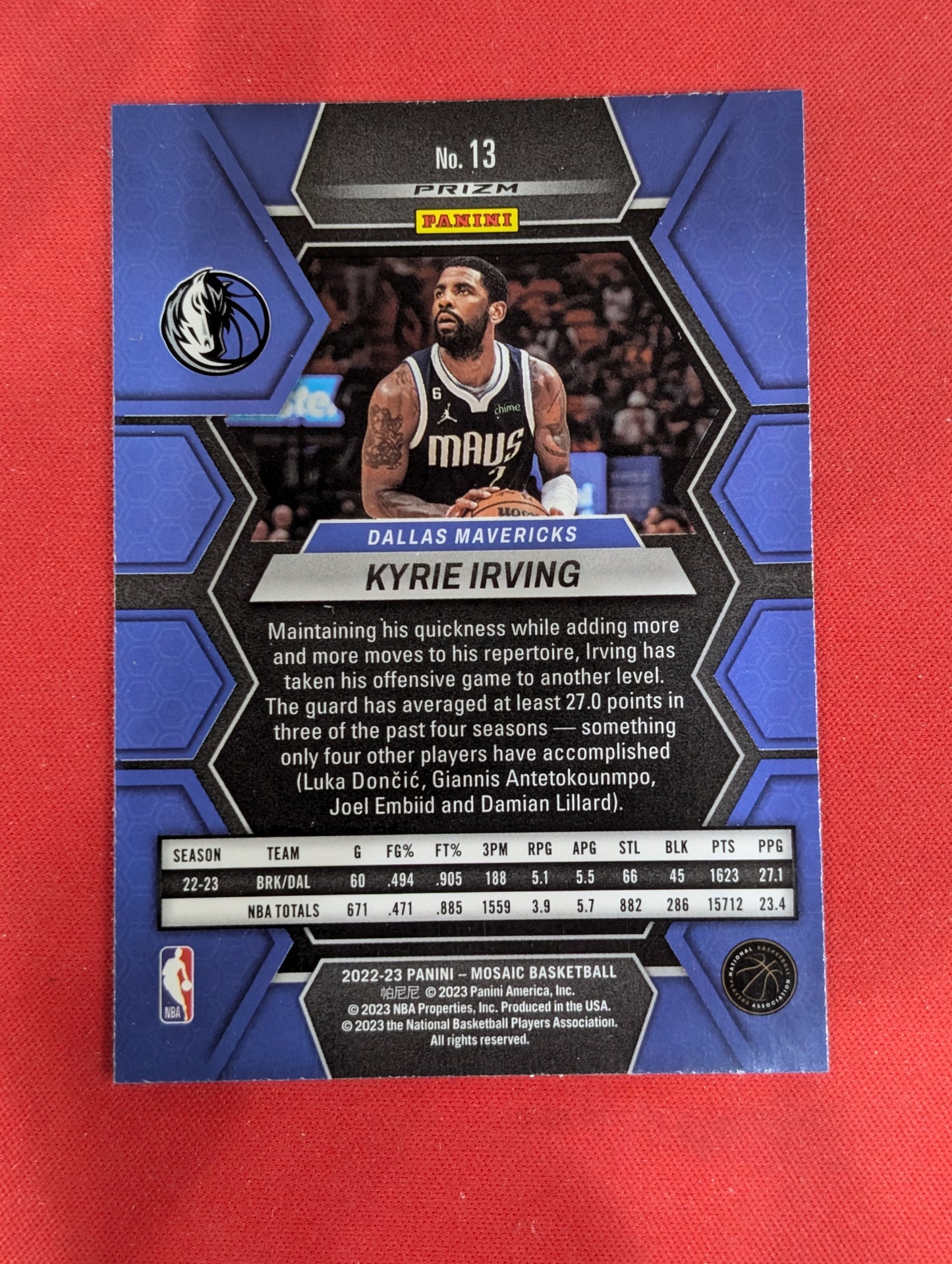 #13 Kyrie Irving 2022-23 Panini Mosaic Dallas Mavericks sports Genesis