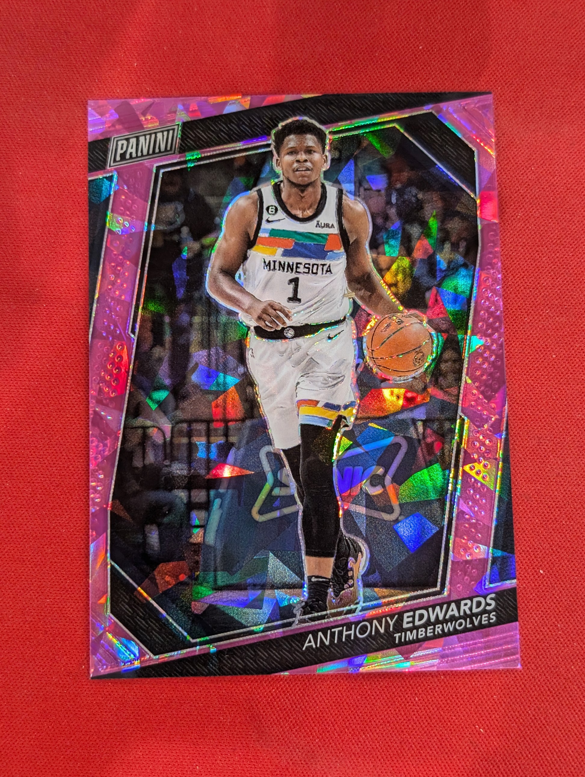 #36 Anthony Edwards 2023 Panini National VIP /75 Timberwolves Pink Sparkle