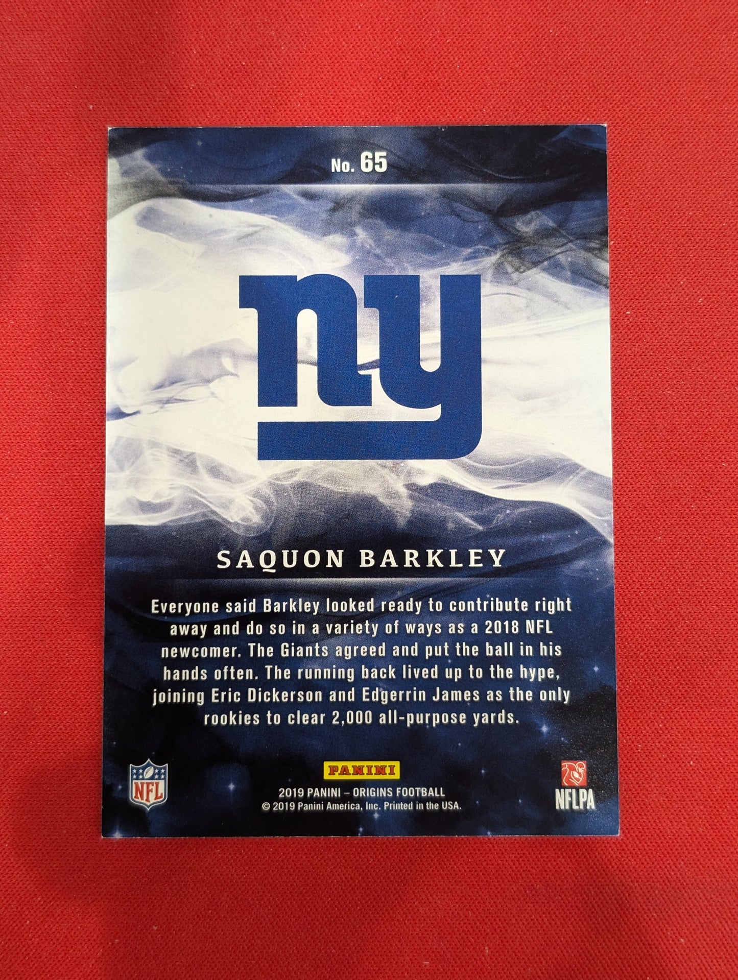 #65 Saquon Barkley 2019 Panini Origins SN #/25 New York Giants sports Turquoise