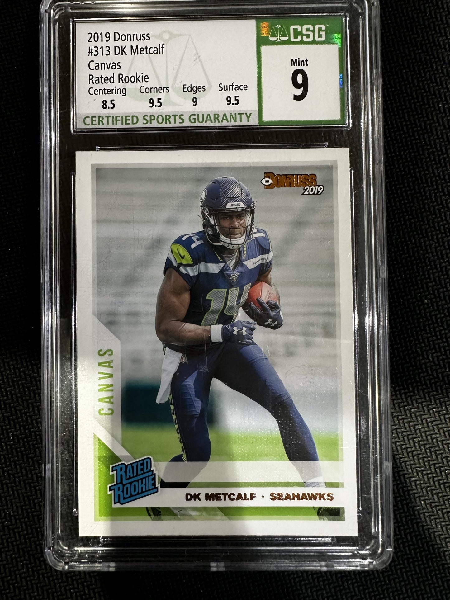 #313 DK Metcalf 2019 Donruss RC Rookie 9 Seattle Seahawks Rated Rookies Canvas