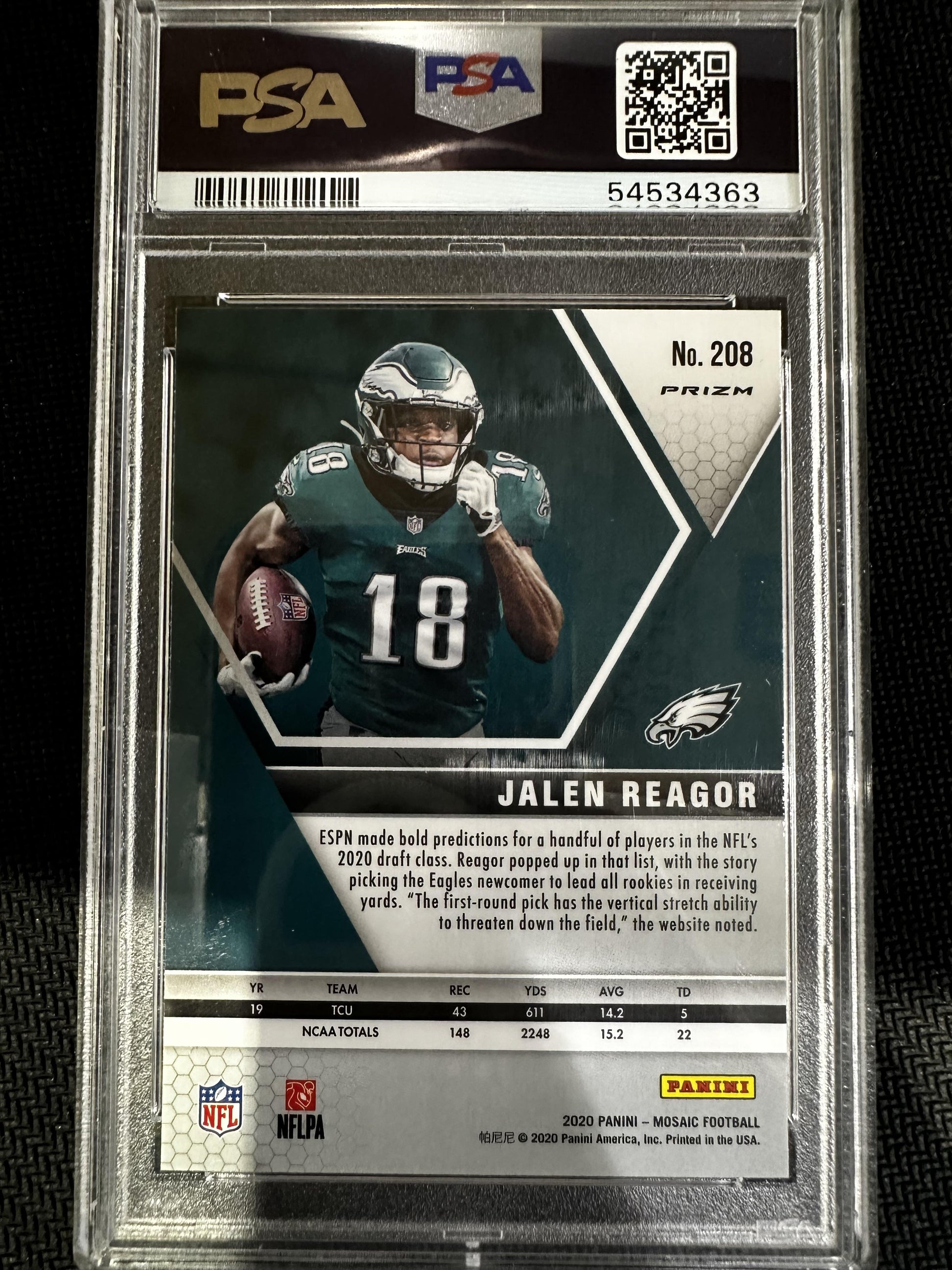 #208 Jalen Reagor 2020 Panini Mosaic 10 GEM-MT sports Camo Pink