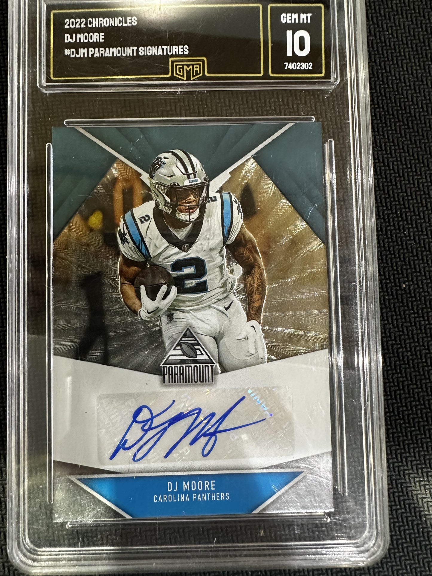 #PAR-DJM DJ Moore 2022 Panini Chronicles Auto 10 Panthers Paramount Signatures