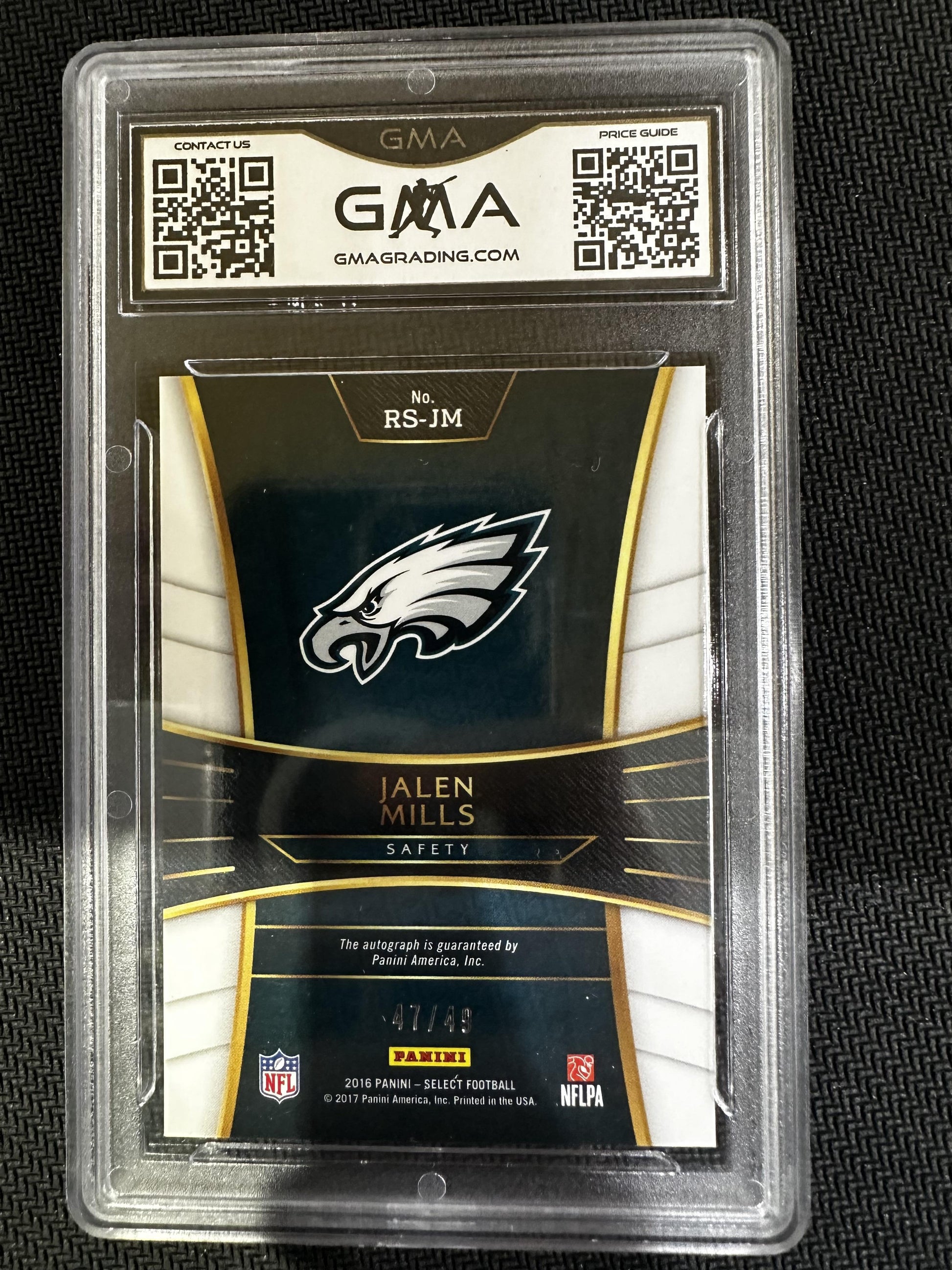 #RS-JM Jalen Mills 2016 Panini Select Auto /49 Eagles Signatures Copper Prizm