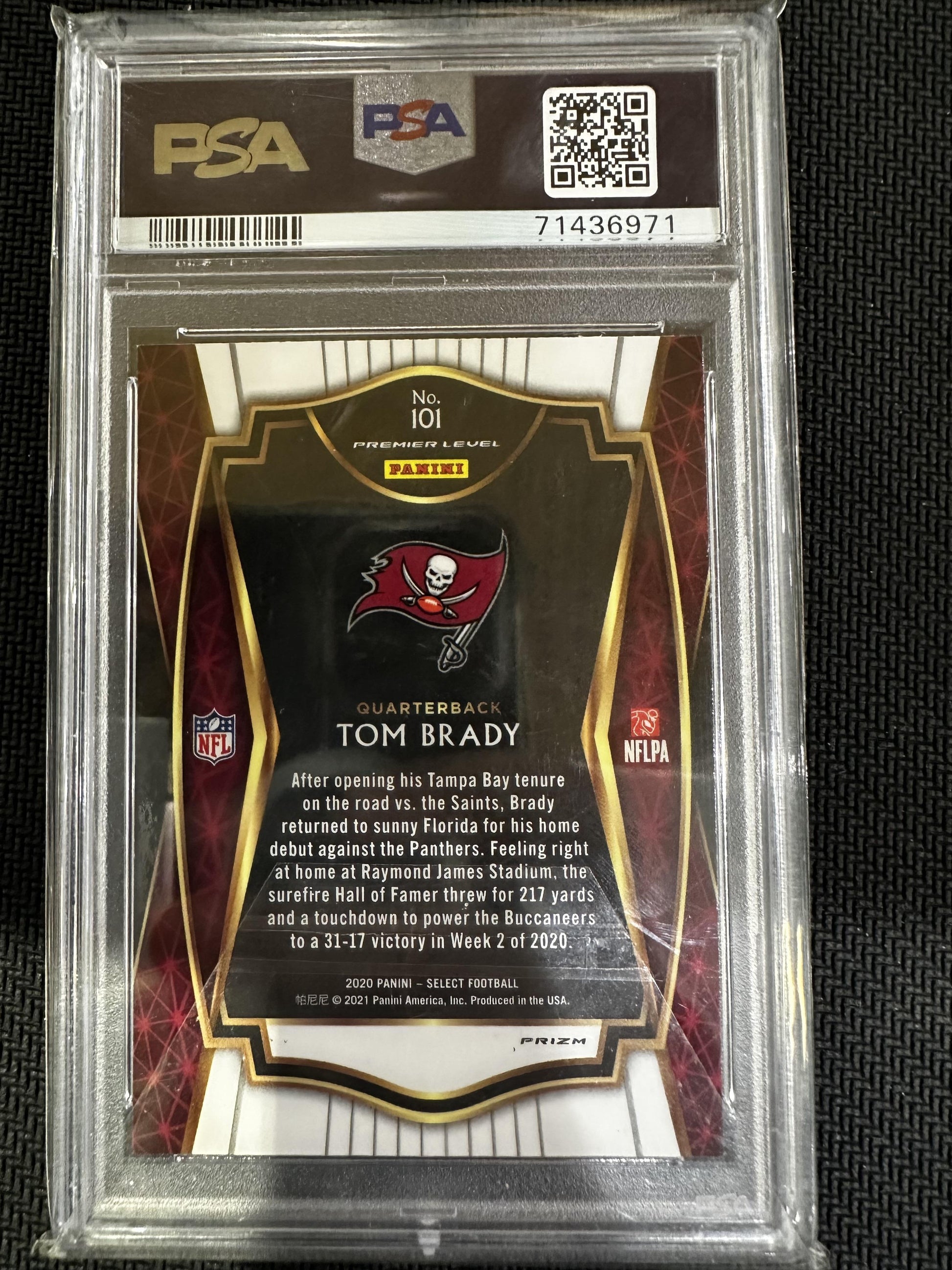 #101 Tom Brady 2020 Panini Select Tampa Bay Buccaneers sports Silver Prizm