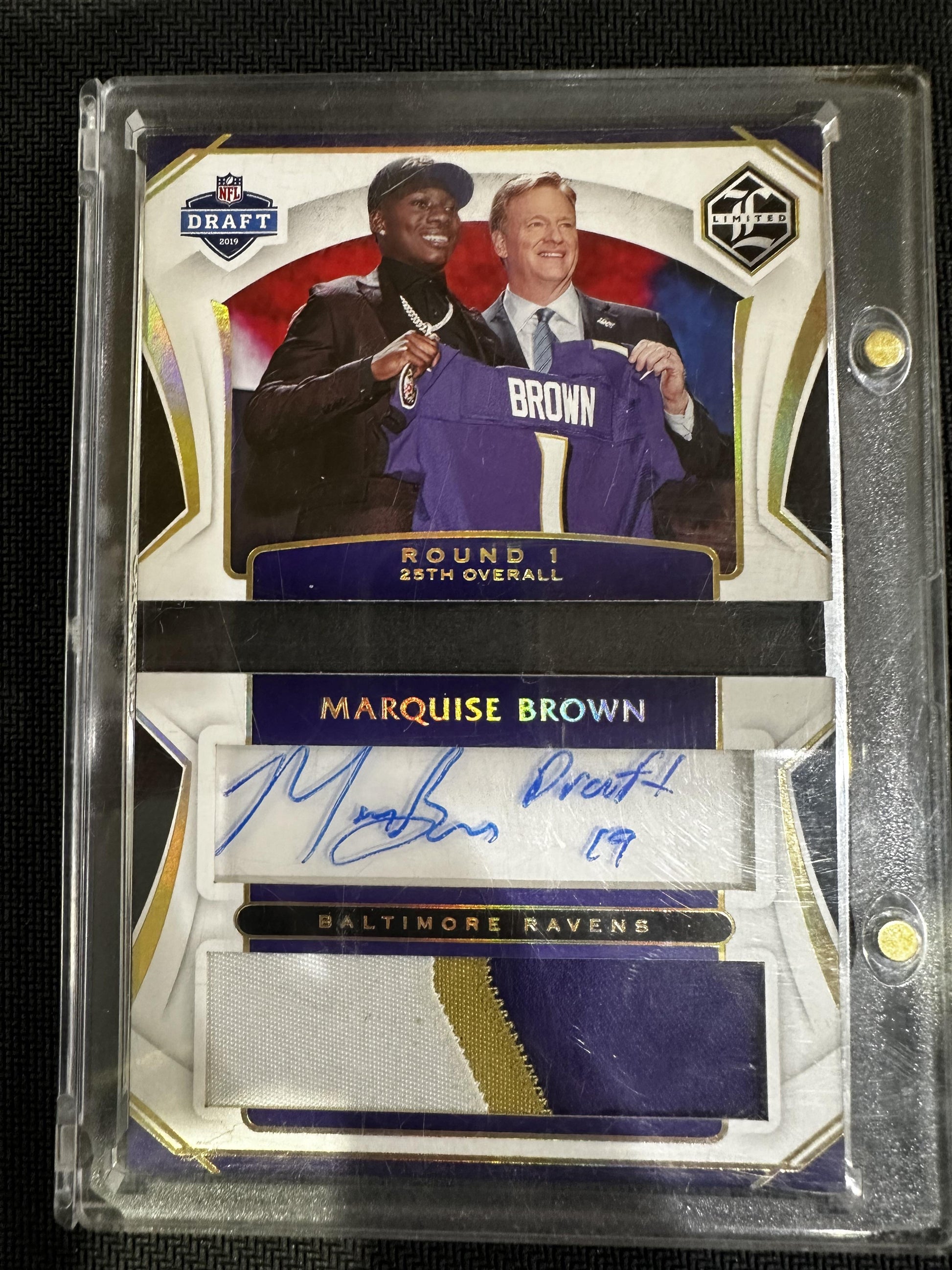 #DD-MB Marquise Brown 2019 Panini Limited Auto /55 Ravens Draft Day Booklet