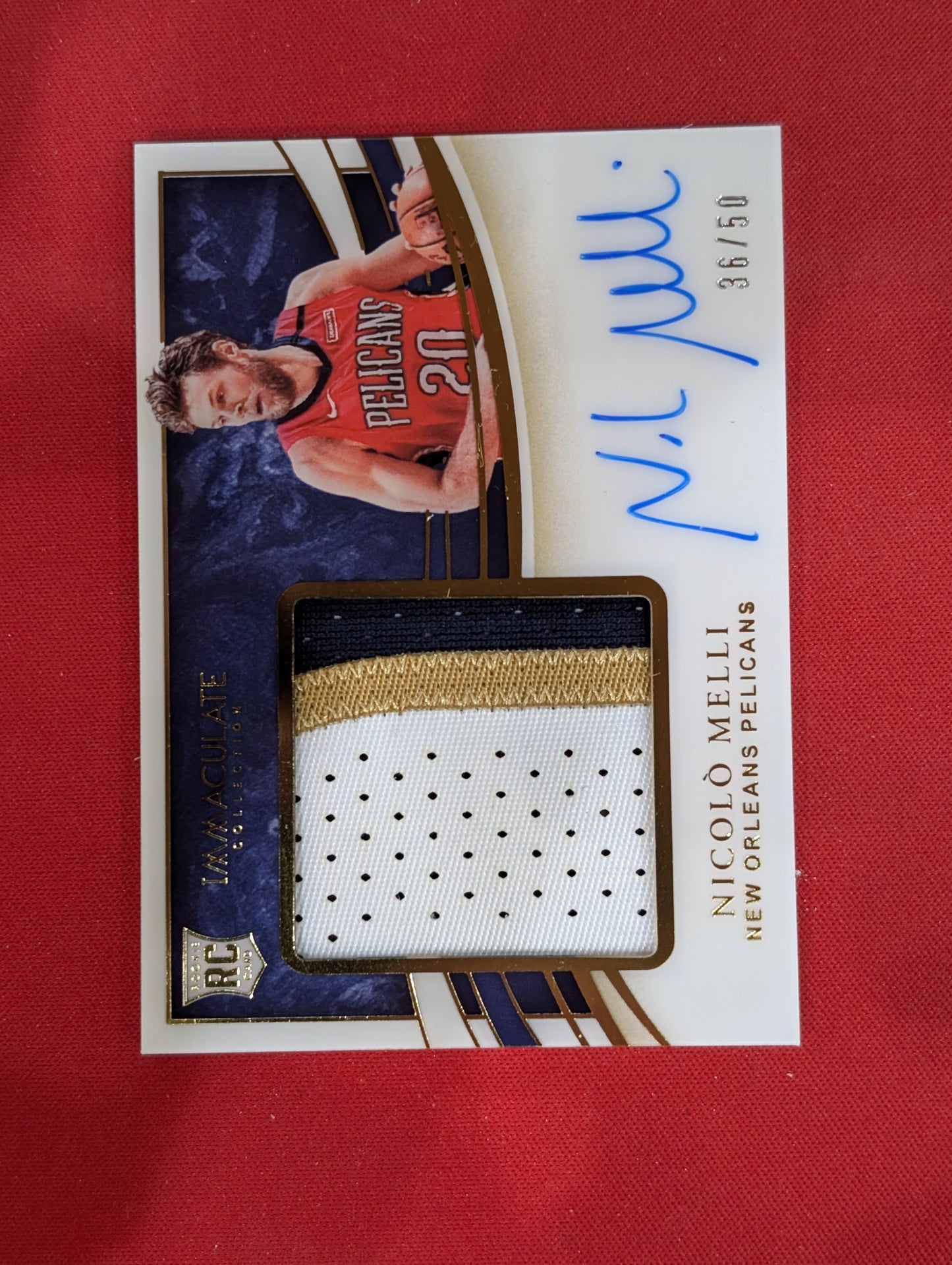 #PPA-NML Nicolo Melli 2019-20 Panini Immaculate /50 Pelicans Premium Patch Auto