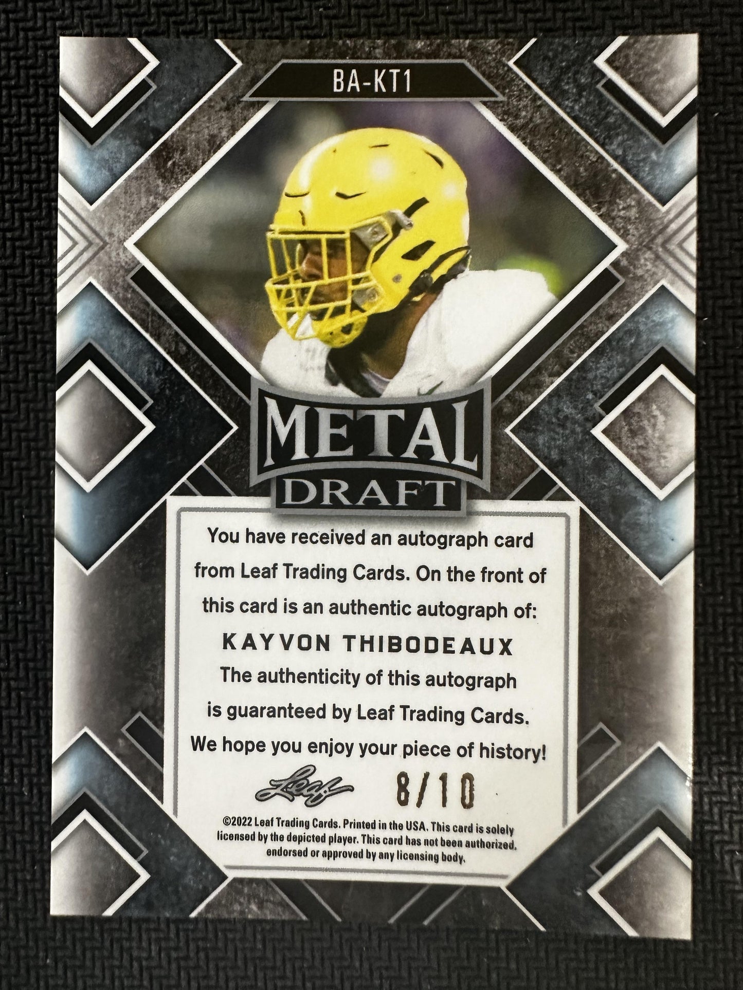 #BA-KT1 Kayvon Thibodeaux 2022 Leaf AU,SN Auto #/10